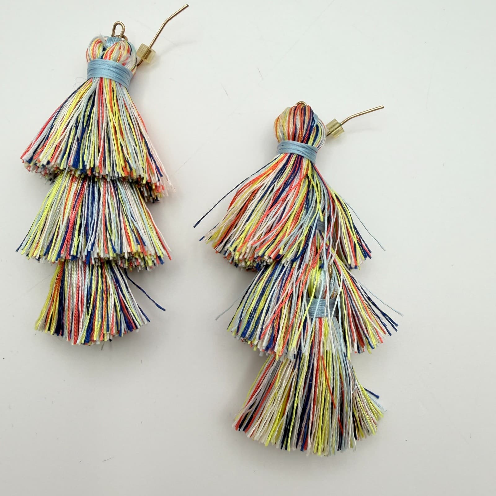 Vintage 90s Boho Statement Tassel Dangle Earrings Set Women's Classic Jewelry - Thumbnail 7