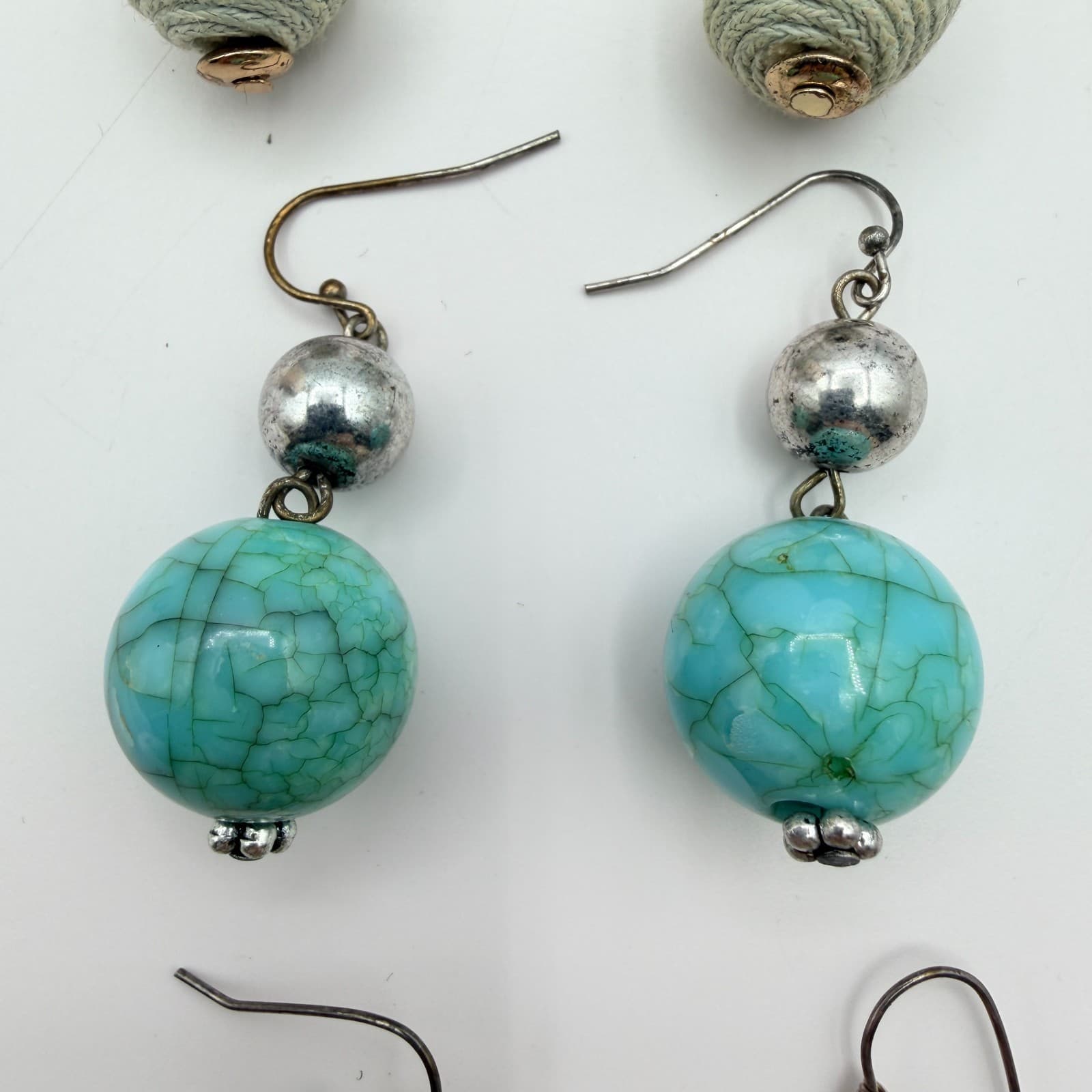 Vintage Y2K Blue Glass Beaded Dreamcatcher Feather Earrings Set 3 Pair Jewelry - Thumbnail 4