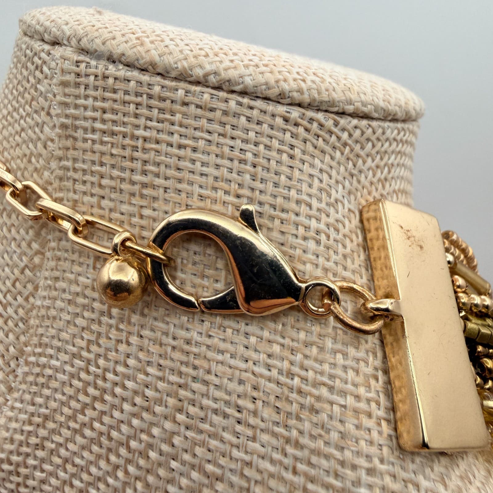 Vintage Y2K Gold Tone Multi Strand Seed Beaded Necklace Women's Classic Jewelry - Thumbnail 8