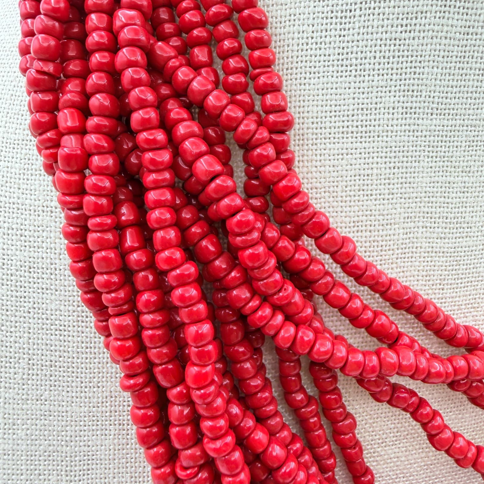 Vintage Y2K Multi Strand Red Seed Beaded Necklace Boho Women's Classic Jewelry - Thumbnail 4