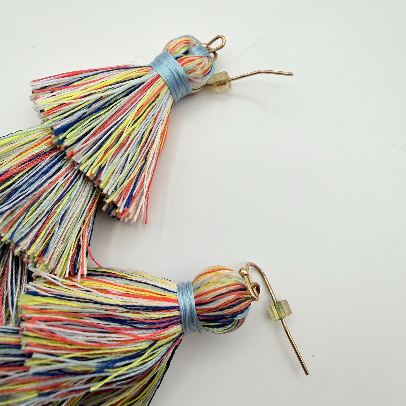 Vintage 90s Boho Statement Tassel Dangle Earrings Set Women's Classic Jewelry - Thumbnail 8