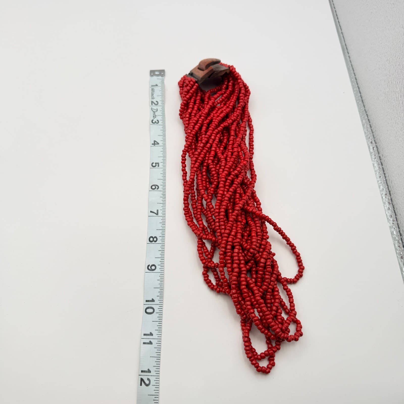 Vintage Y2K Multi Strand Red Seed Beaded Necklace Boho Women's Classic Jewelry - Thumbnail 10