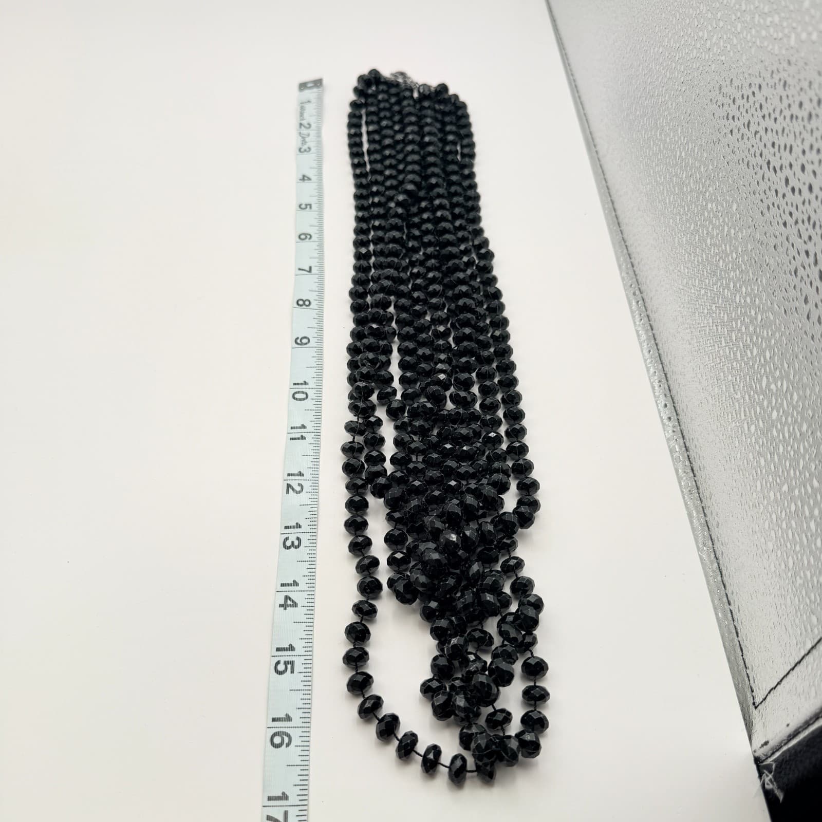 Vintage 90s Multi Strand Black Beaded Necklace Statement Retro Classic Jewelry - Thumbnail 9