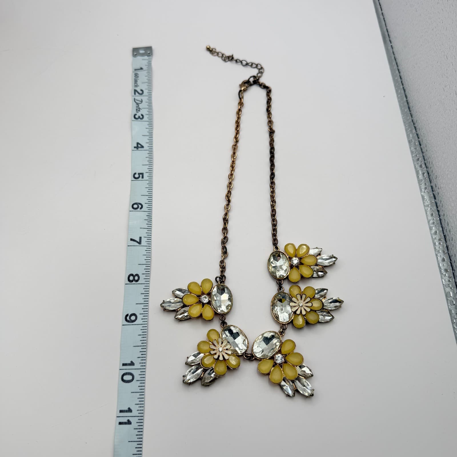 Vintage Y2K Floral Bib Rhinestone Necklace Statement Women's Classic Jewelry - Thumbnail 8