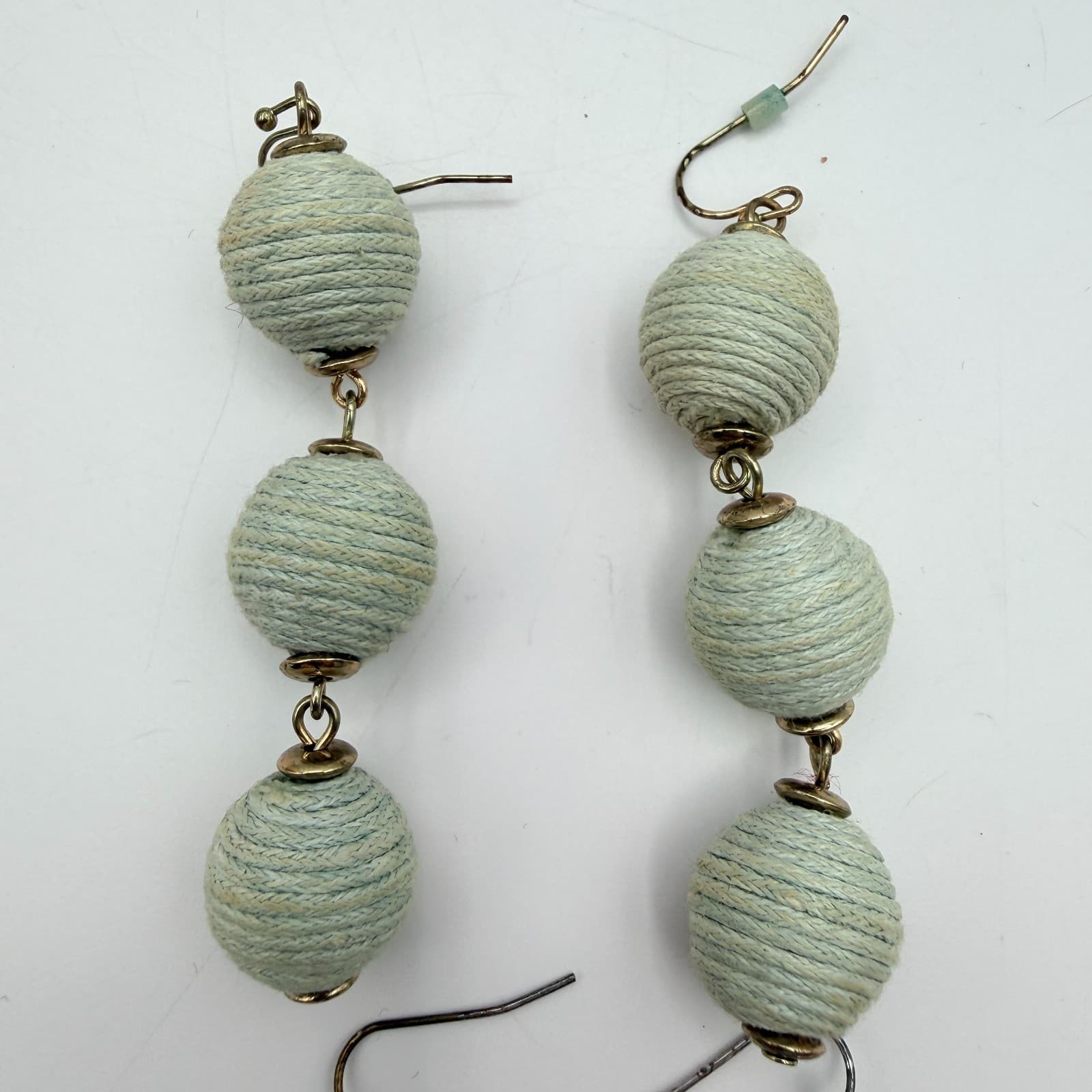 Vintage Y2K Blue Glass Beaded Dreamcatcher Feather Earrings Set 3 Pair Jewelry - Thumbnail 5