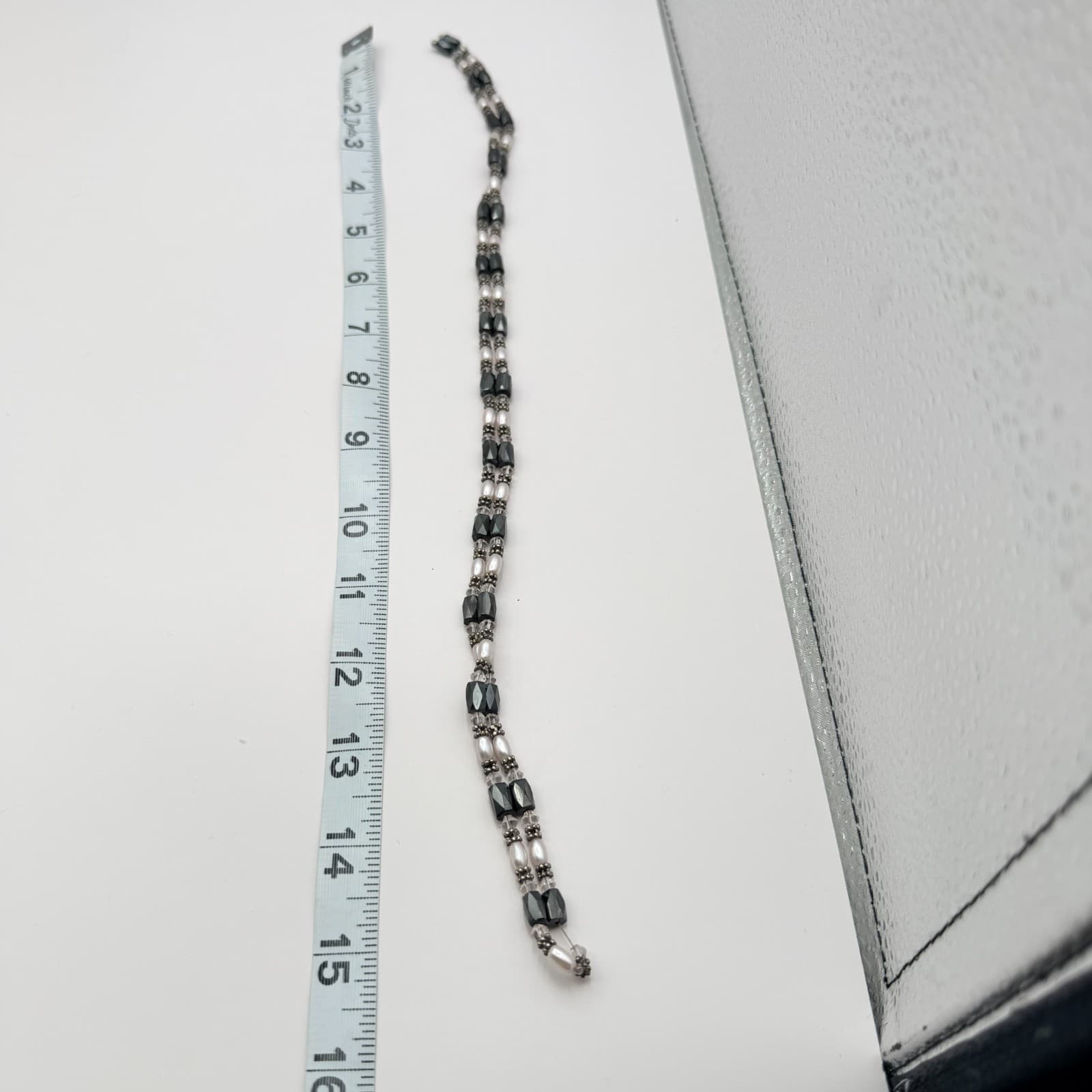 Vintage Y2K Silver Tone Black Faux Pearl Beaded Necklace Set Women's Jewelry - Thumbnail 11