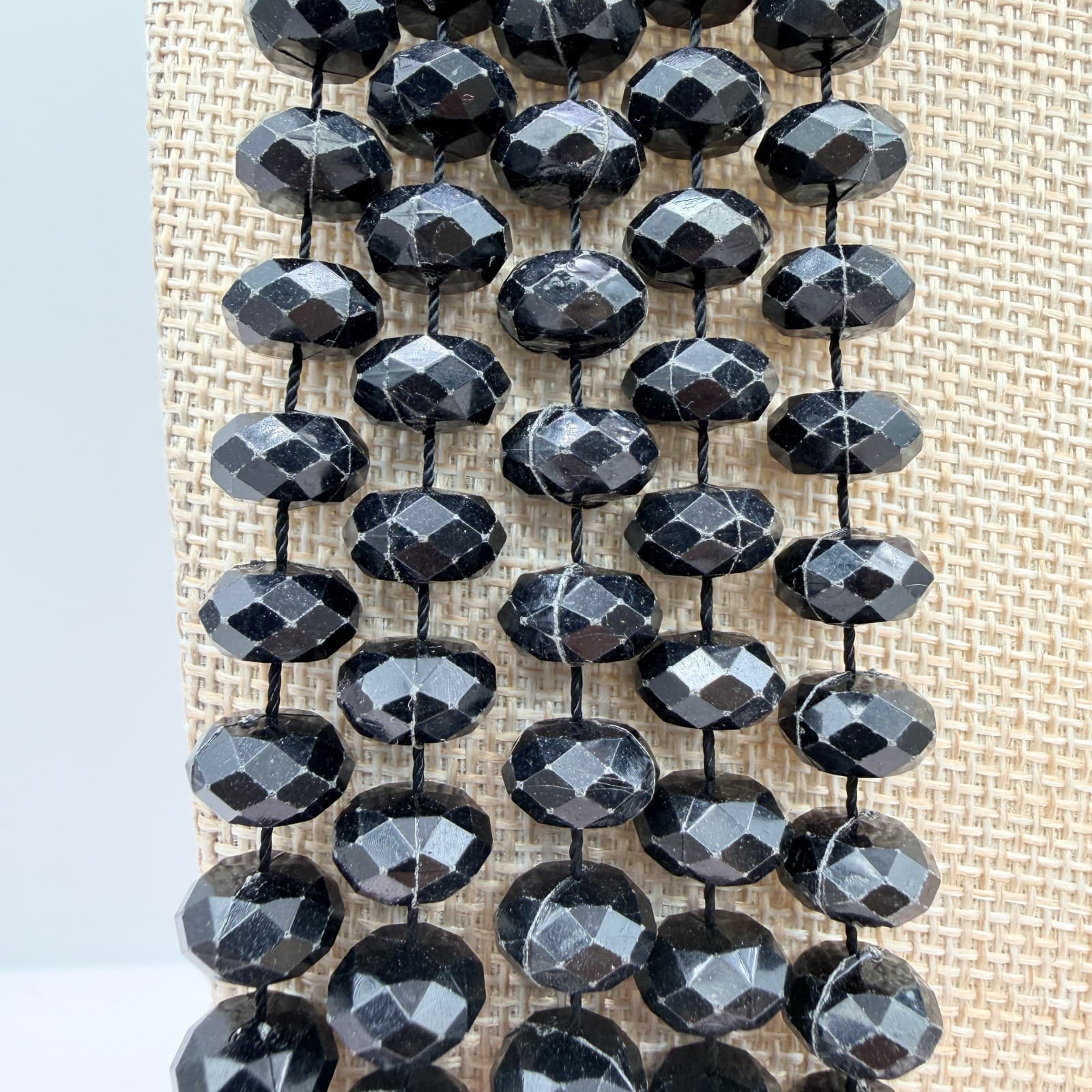 Vintage 90s Multi Strand Black Beaded Necklace Statement Retro Classic Jewelry - Thumbnail 6