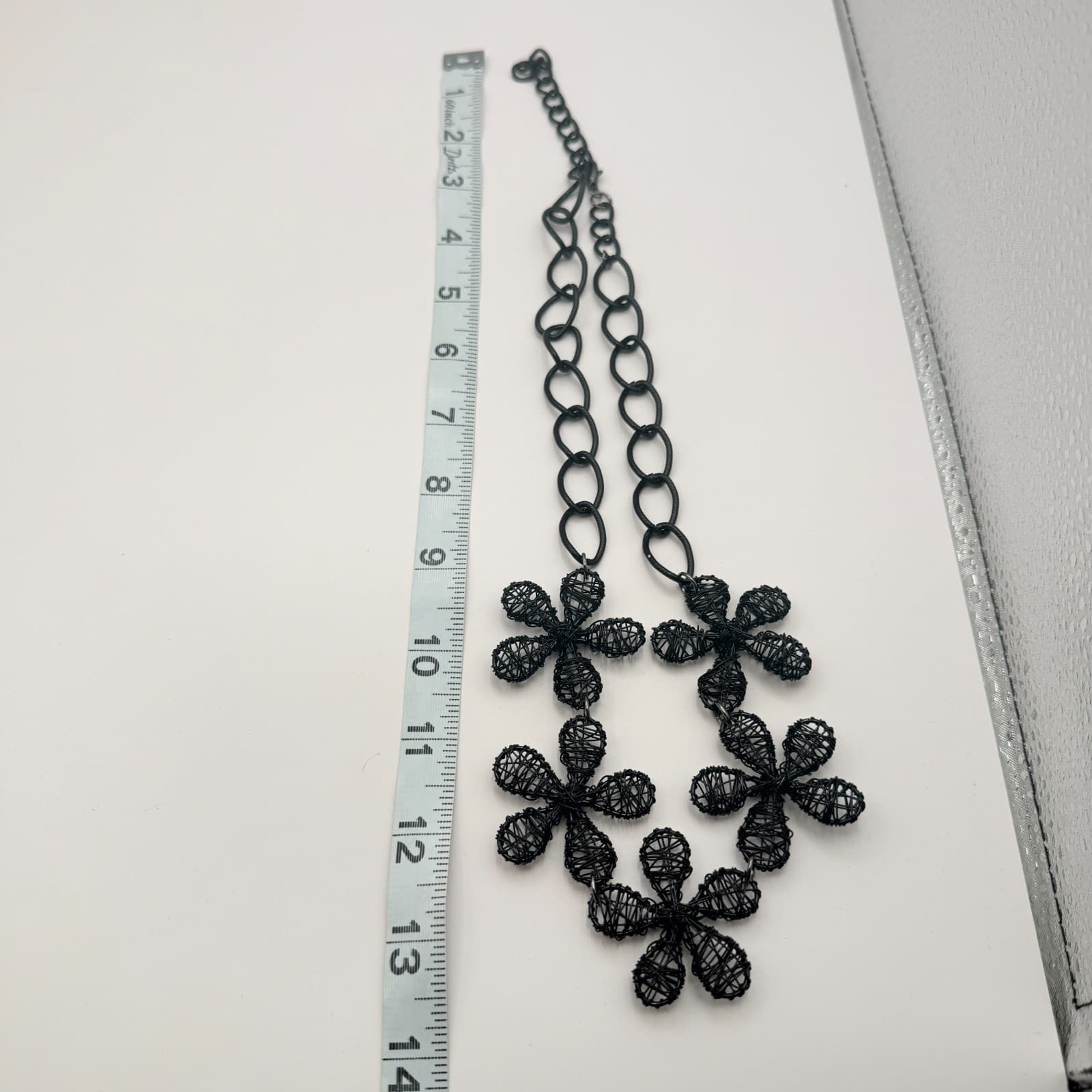 Vintage Y2K Black Woven Floral Statement Necklace Women's Classic Jewelry - Thumbnail 9