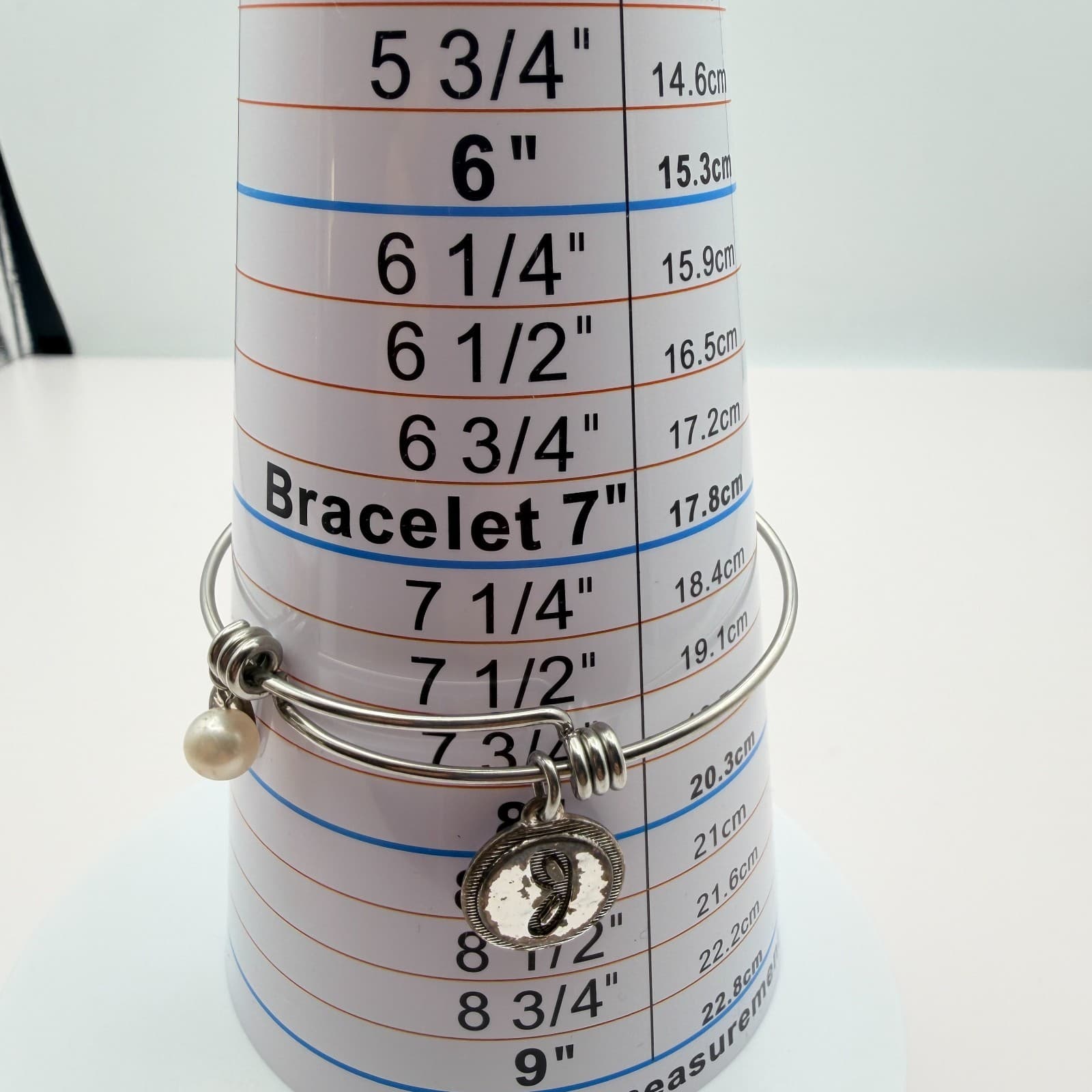 Vintage 90s Silver Tone Bangle Bracelet Pearl Star Textured Coin Charms Jewelry - Thumbnail 3