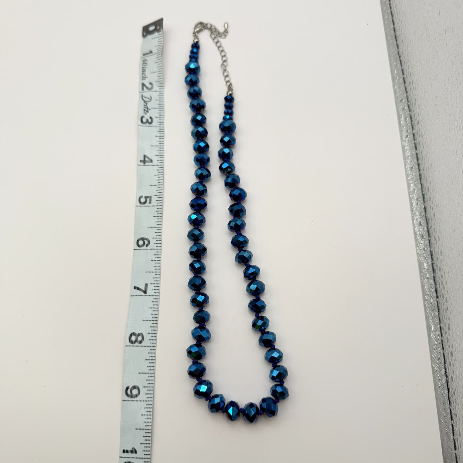 Vintage Y2K Blue Iridescent Beaded Necklace Set Boho Women's Classic Jewelry - Thumbnail 13