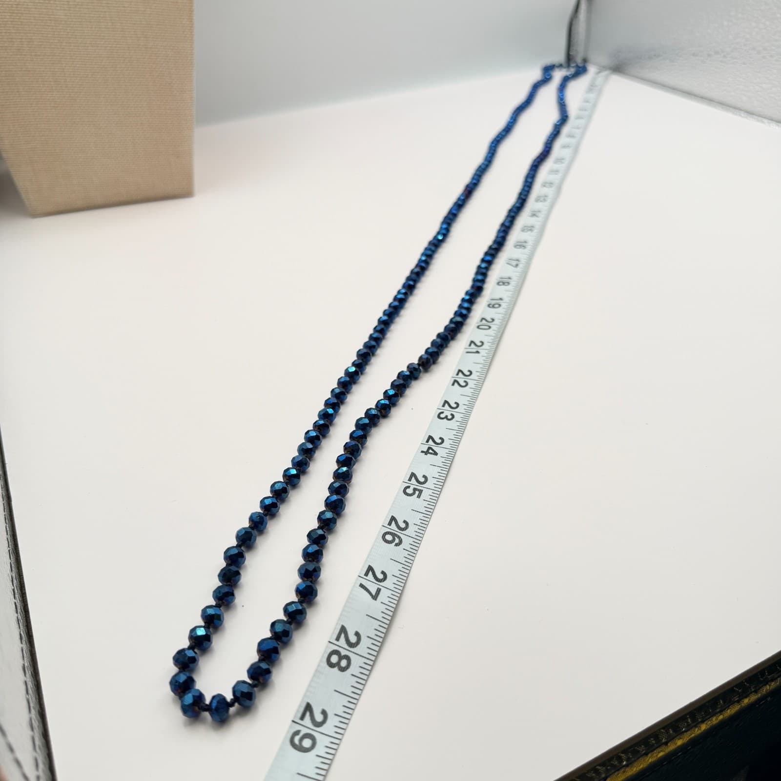 Vintage Y2K Blue Iridescent Beaded Necklace Set Boho Women's Classic Jewelry - Thumbnail 14