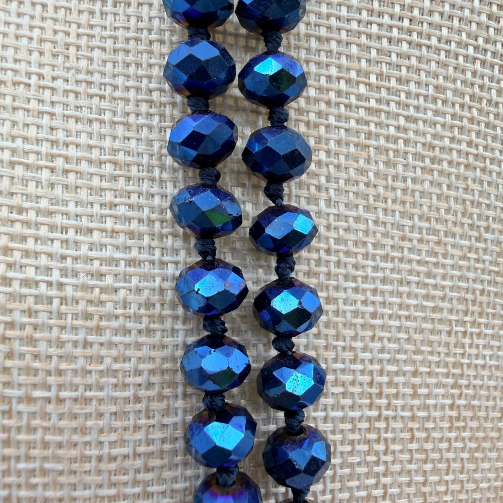 Vintage Y2K Blue Iridescent Beaded Necklace Set Boho Women's Classic Jewelry - Thumbnail 11