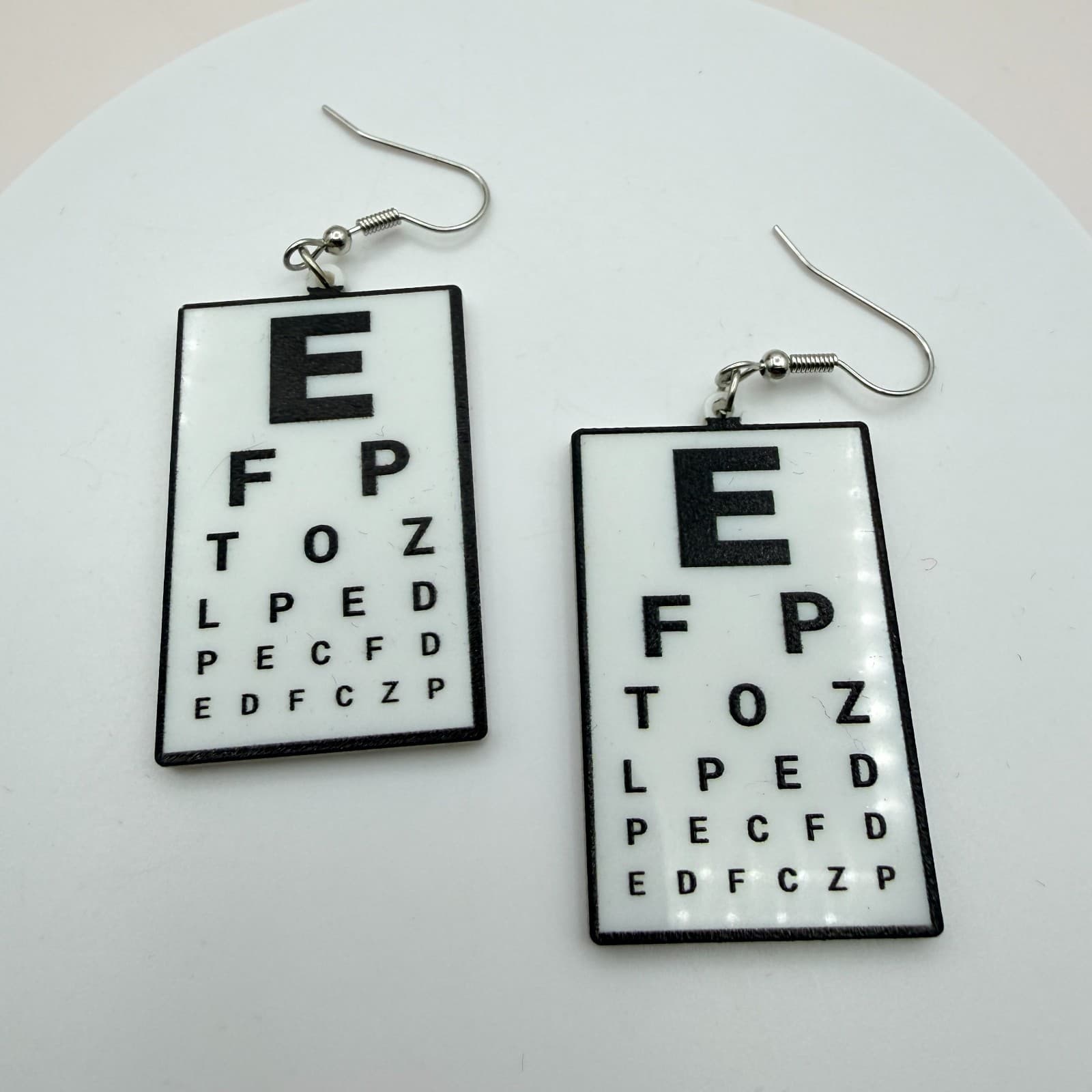 Vintage Y2K Silver Tone Optometrist Eye Chart Dangle Earrings Women's Jewelry - Thumbnail 5