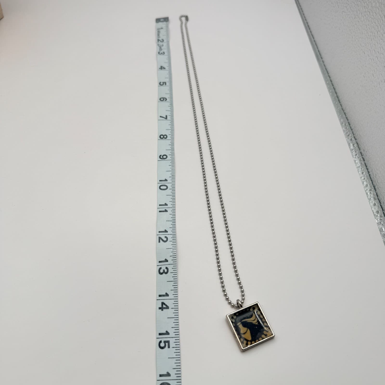 Vintage Y2K Silver Tone Ball Chain Hand-Painted Vase Pendant Necklace Jewelry - Thumbnail 10