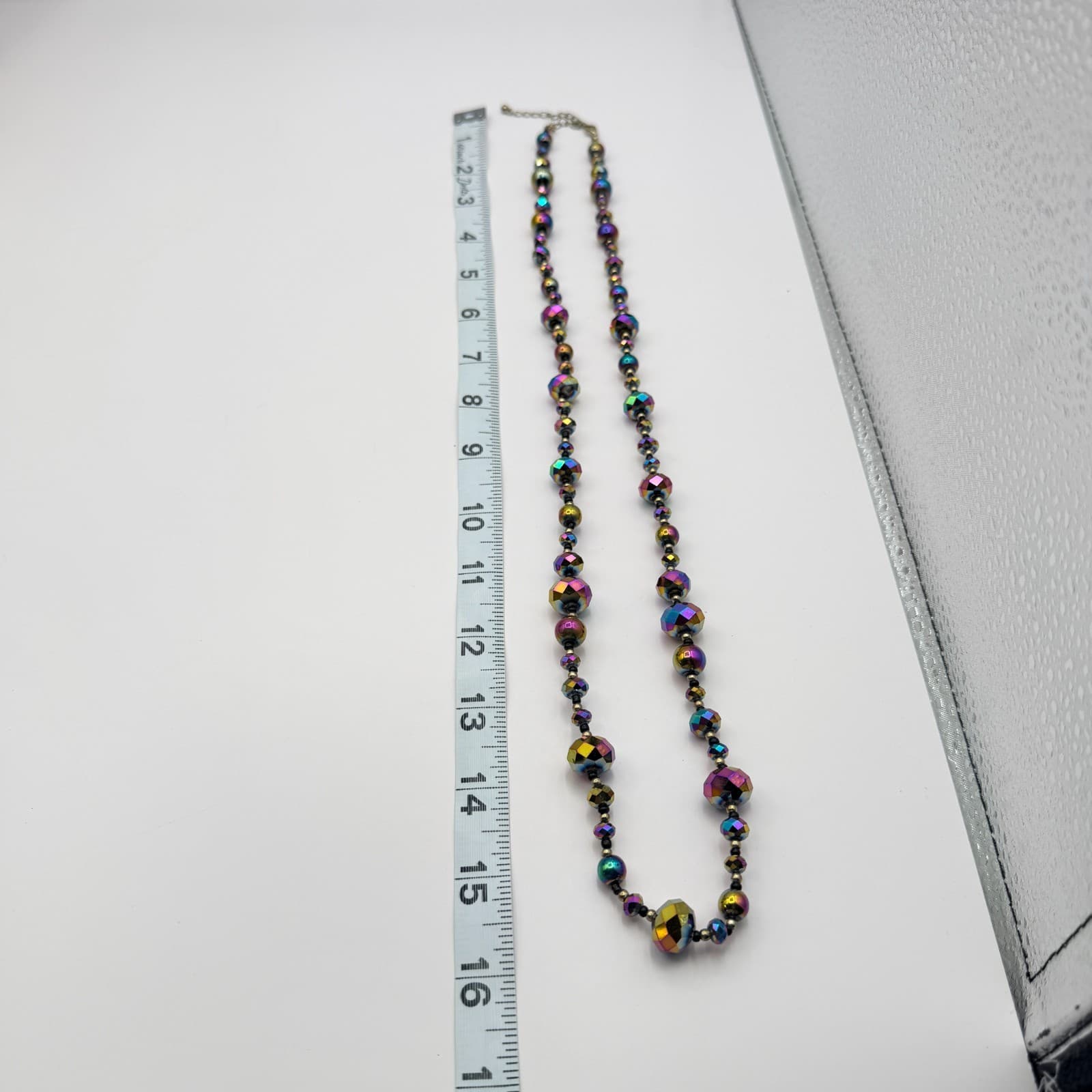 Vintage Y2K Iridescent Aurora Borealis Beaded Necklace Set Retro Classic Jewelry - Thumbnail 12