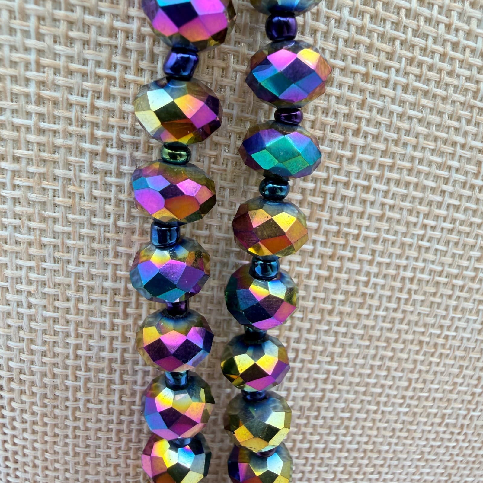 Vintage Y2K Iridescent Aurora Borealis Beaded Necklace Set Retro Classic Jewelry - Thumbnail 9