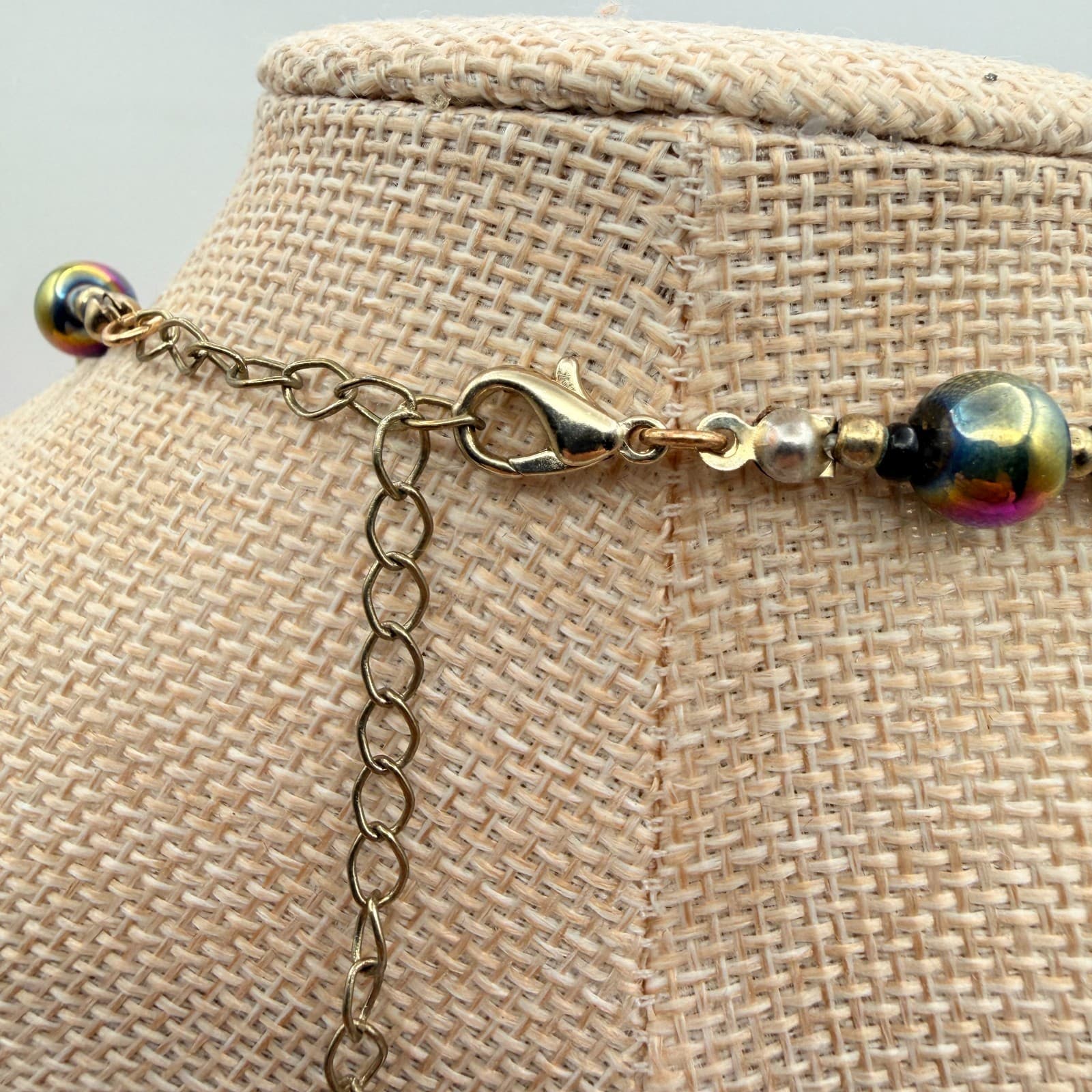 Vintage Y2K Iridescent Aurora Borealis Beaded Necklace Set Retro Classic Jewelry - Thumbnail 5