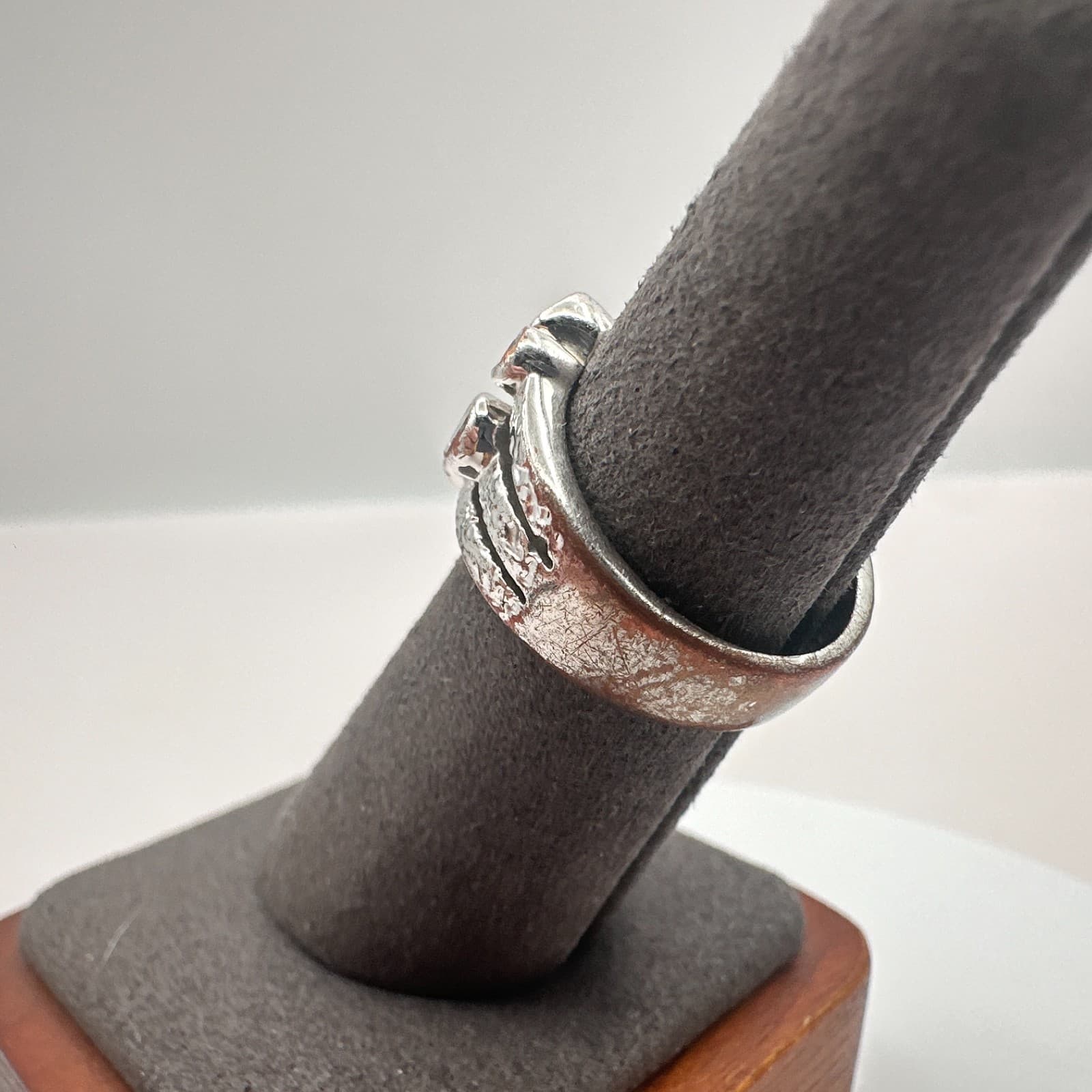 Vintage 80s Silver Tone Bub Cluster Ring Raindance Style Bezel Statement Jewelry - Thumbnail 5