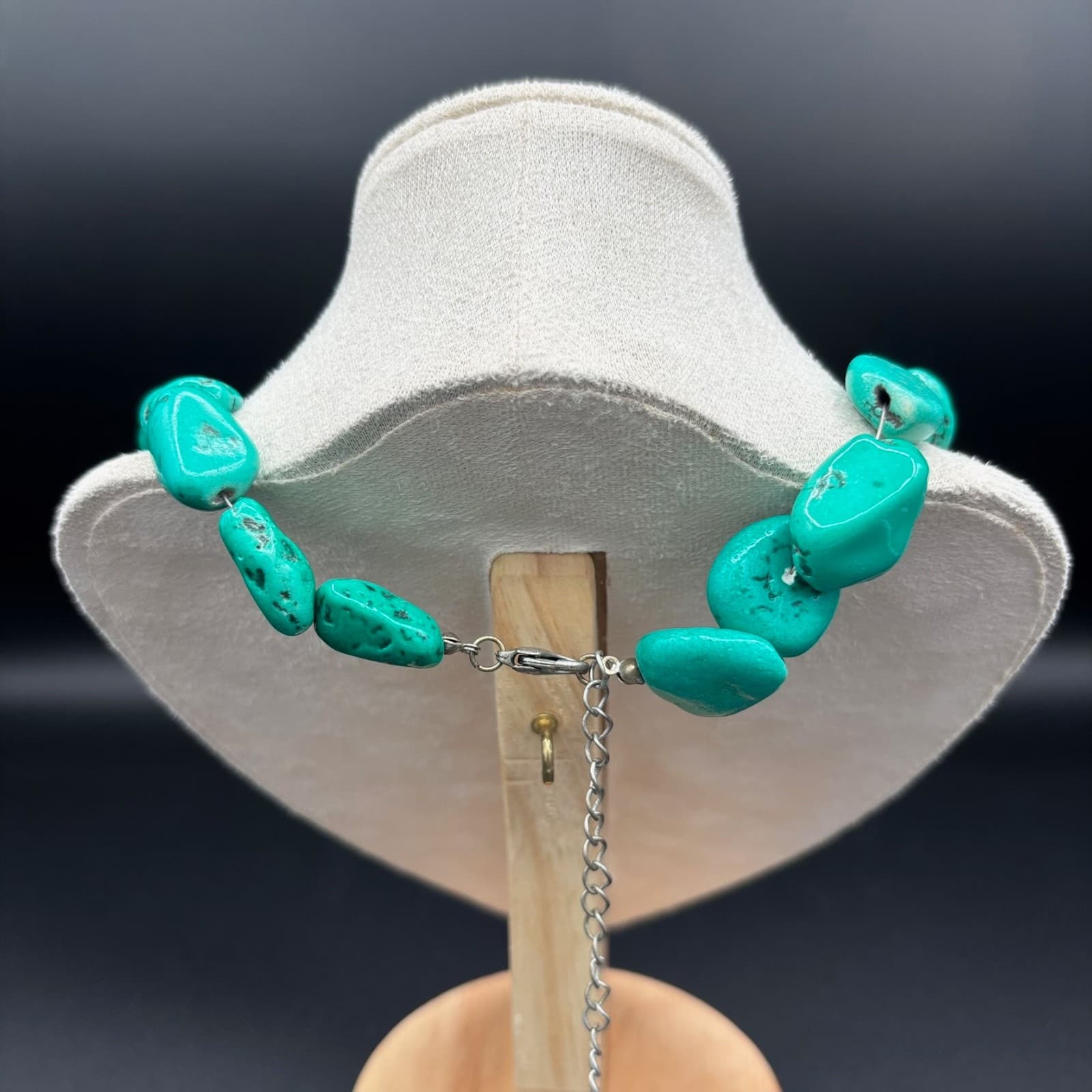 Vintage Tourtoise Gemstone Silver-Tone Chain Collectible Necklace - Size 16" Y2K - Thumbnail 2