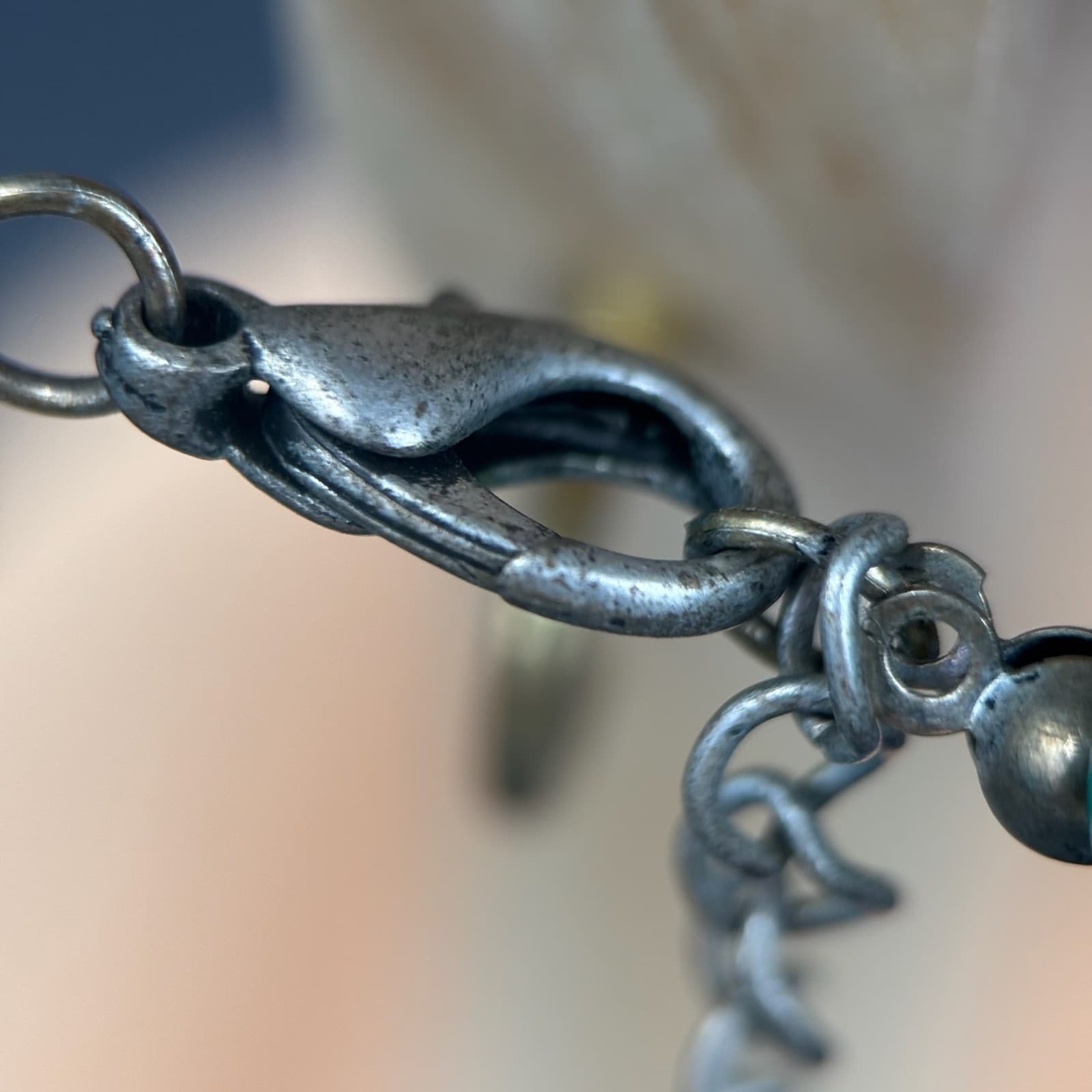 Vintage Tourtoise Gemstone Silver-Tone Chain Collectible Necklace - Size 16" Y2K - Thumbnail 3