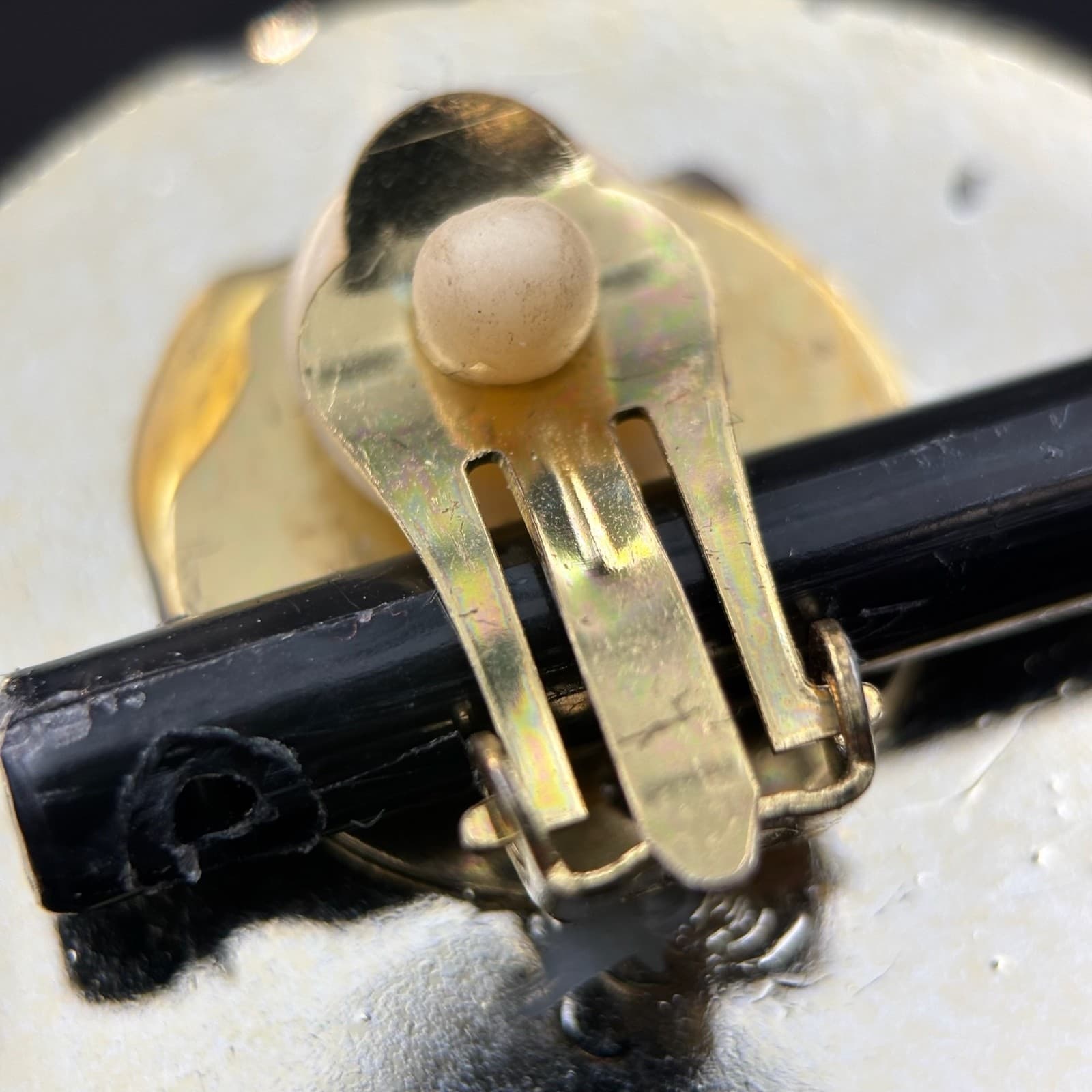 Vintage Red Cabochon Stone Mechanism Gold-Tone Clip-On Earrings for Women Chunky - Thumbnail 6