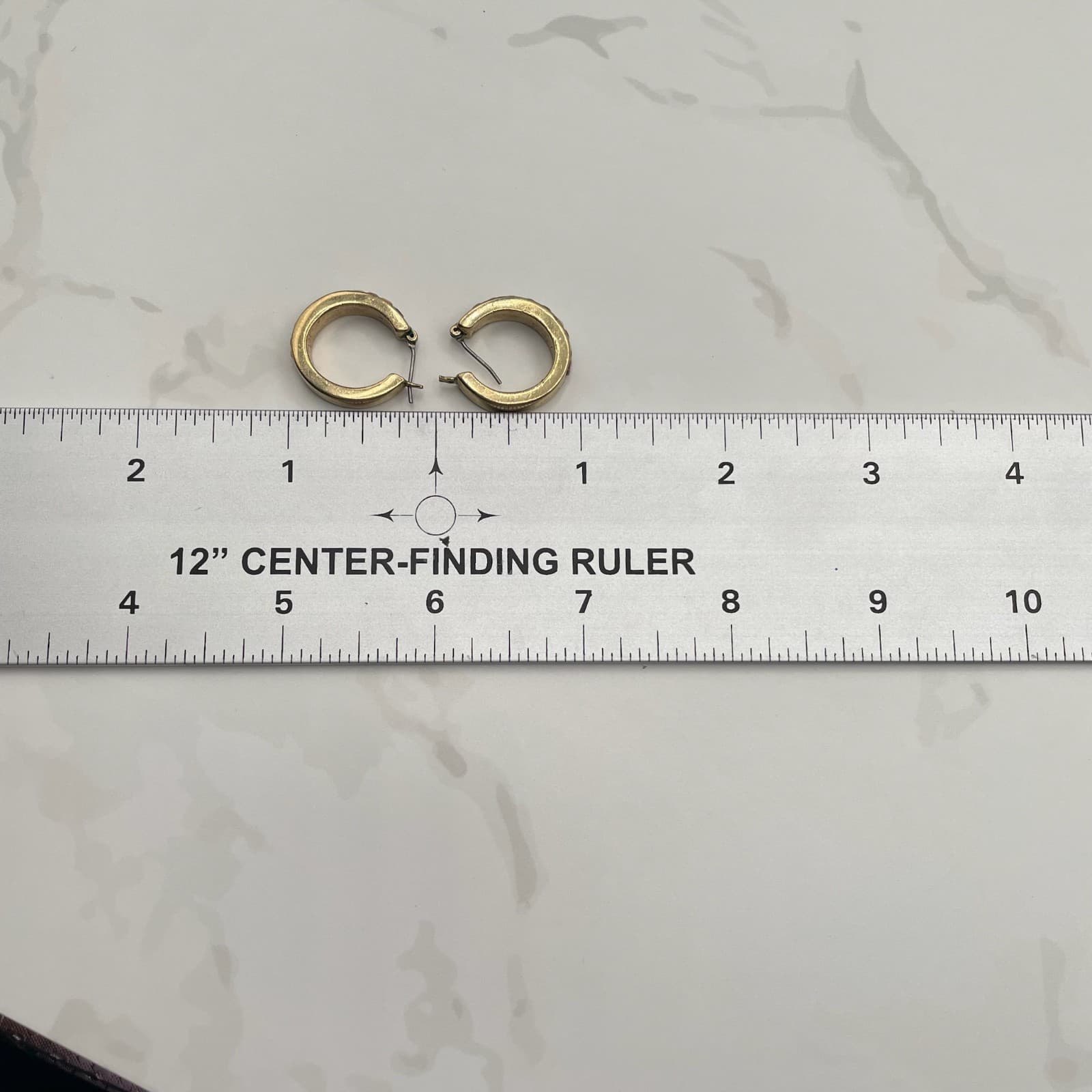 Vintage Gold-Tone Hoop Earrings with Woven-Style Enamel Detail Snap Closure - Thumbnail 2