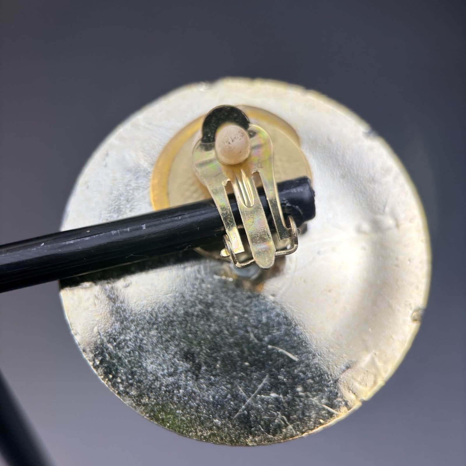 Vintage Red Cabochon Stone Mechanism Gold-Tone Clip-On Earrings for Women Chunky - Thumbnail 8