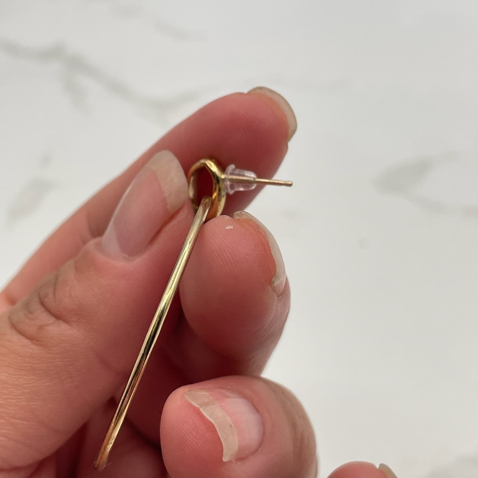 Vintage Gold Tone Circle Drop Hoop Earrings Classic Retro Costume Jewelry - Thumbnail 12