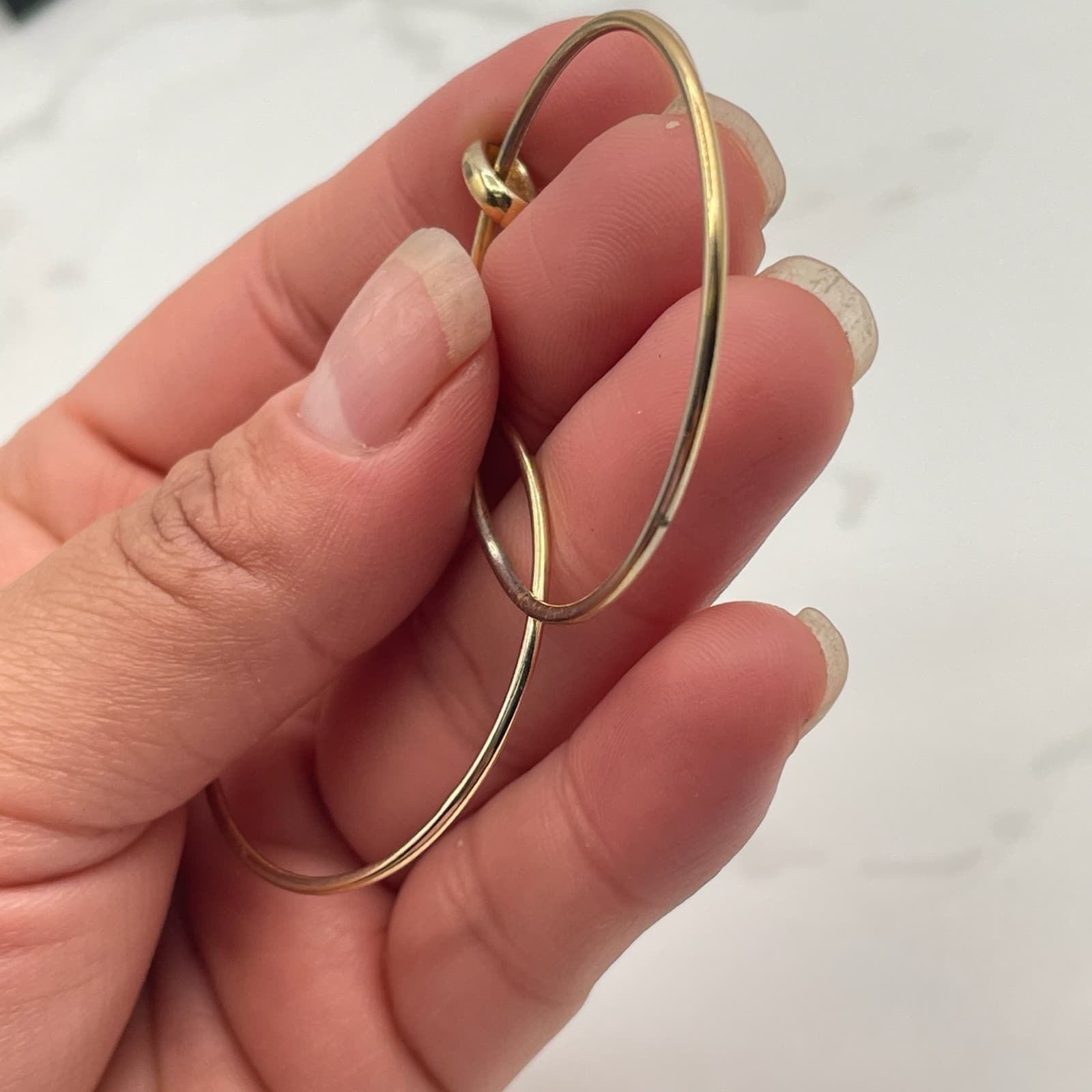 Vintage Gold Tone Circle Drop Hoop Earrings Classic Retro Costume Jewelry - Thumbnail 8