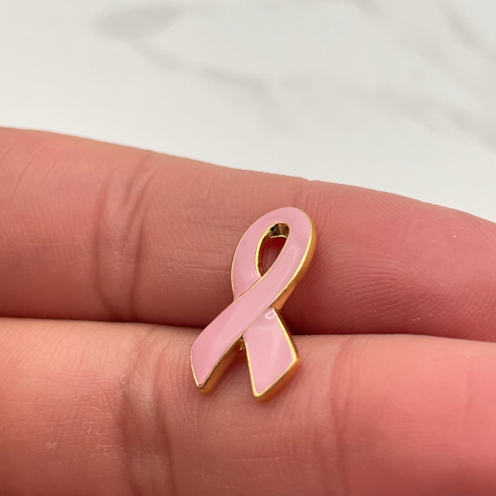 Vintage Breast Cancer Awareness Ribbon Lapel Pin Pink Enamel Gold Tone Butterfly - Thumbnail 4