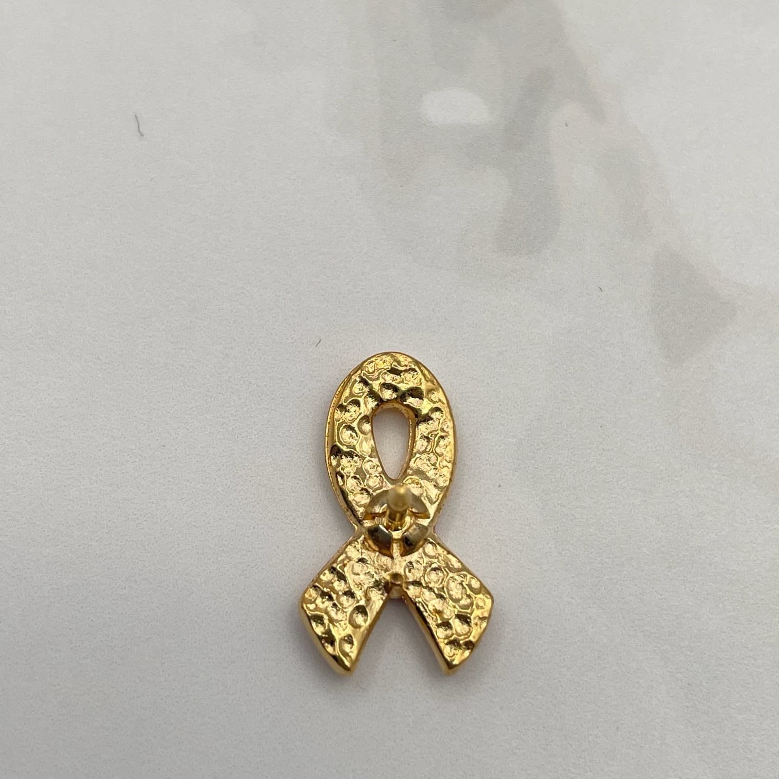 Vintage Breast Cancer Awareness Ribbon Lapel Pin Pink Enamel Gold Tone Butterfly - Thumbnail 7