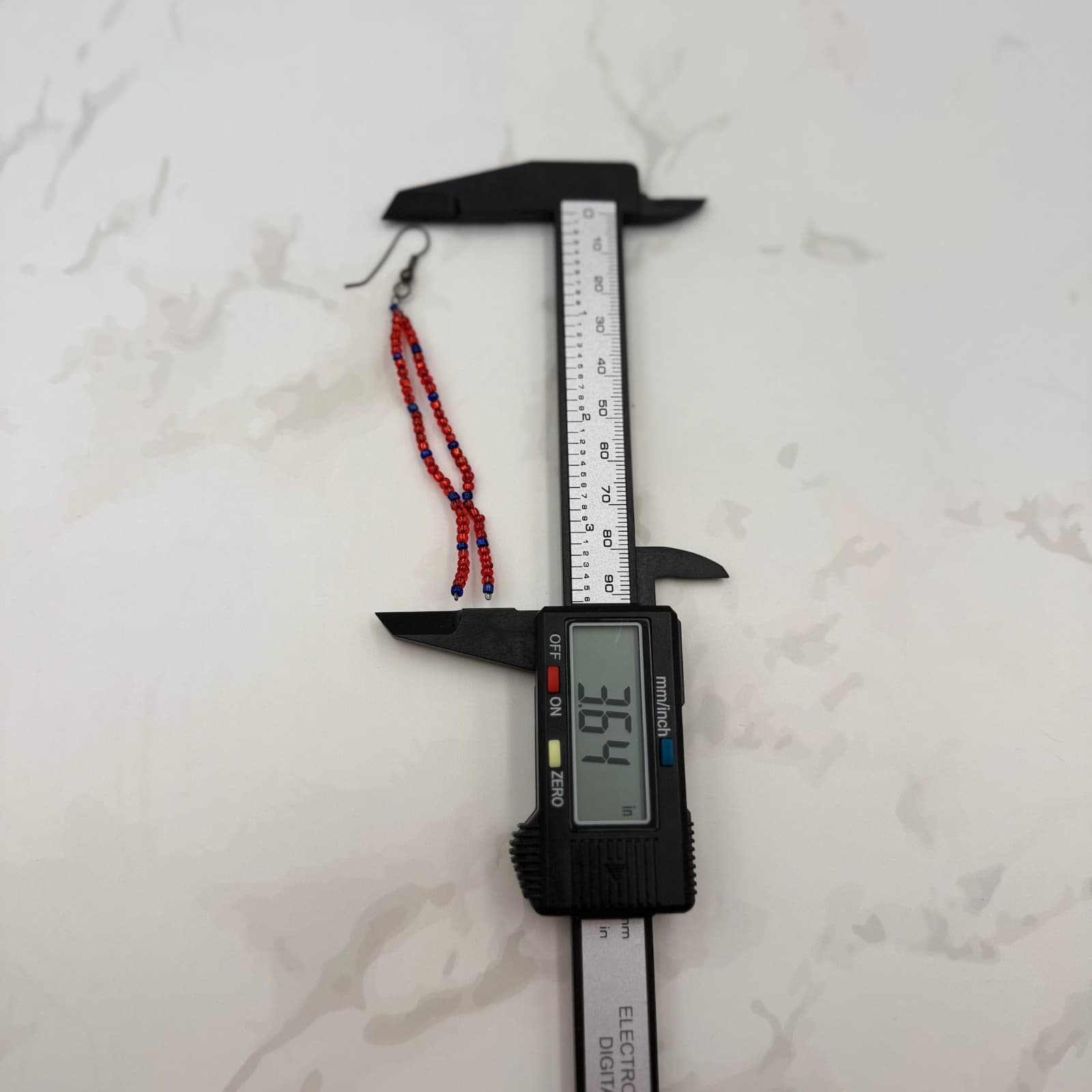 Vintage Womens Red Blue Seed Long Beaded Fashion Jewelry Dangle Earrings - Thumbnail 7