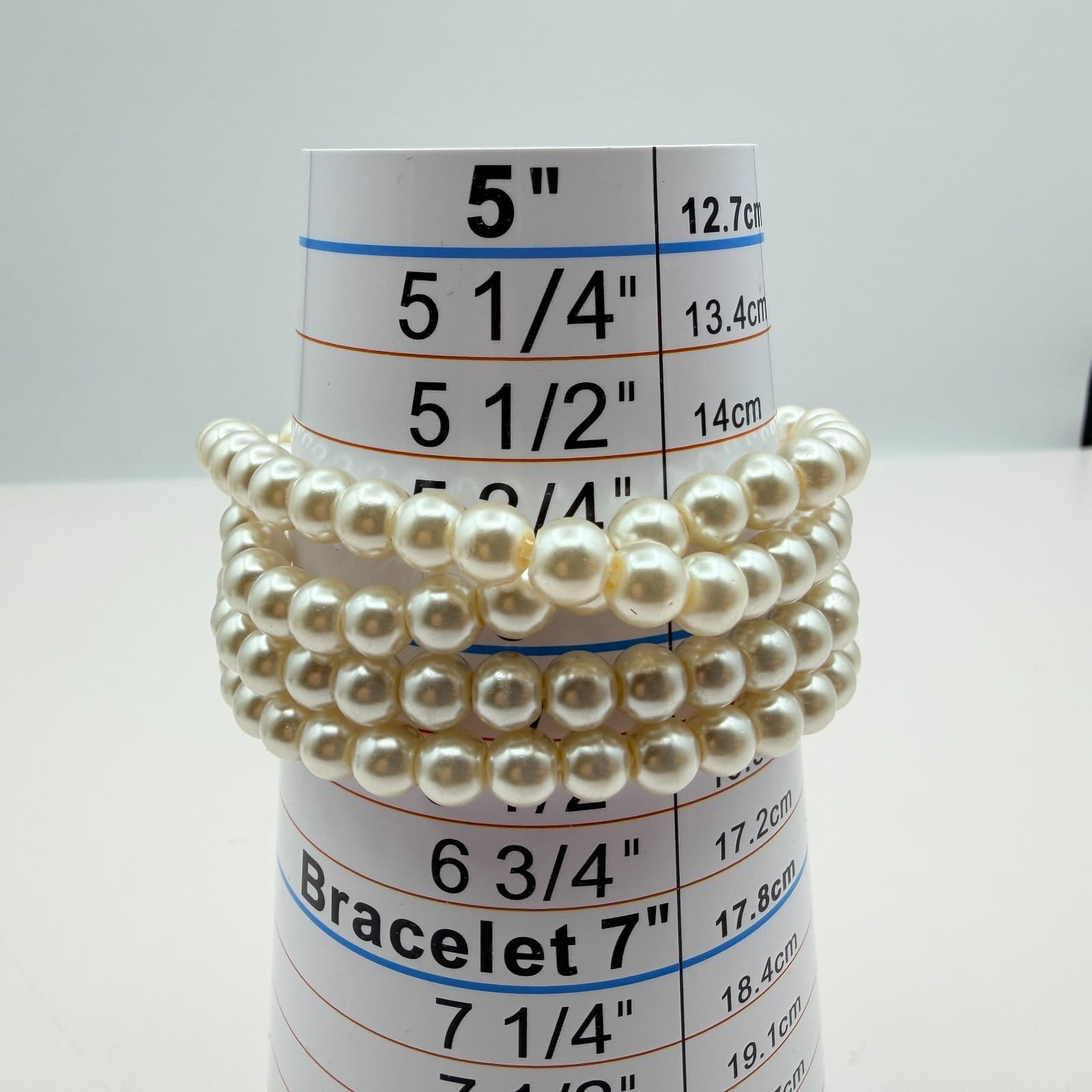 Vintage 50s Style Triple Row Faux Pearl Rhinestone Statement Bracelet Jewelry - Image 1