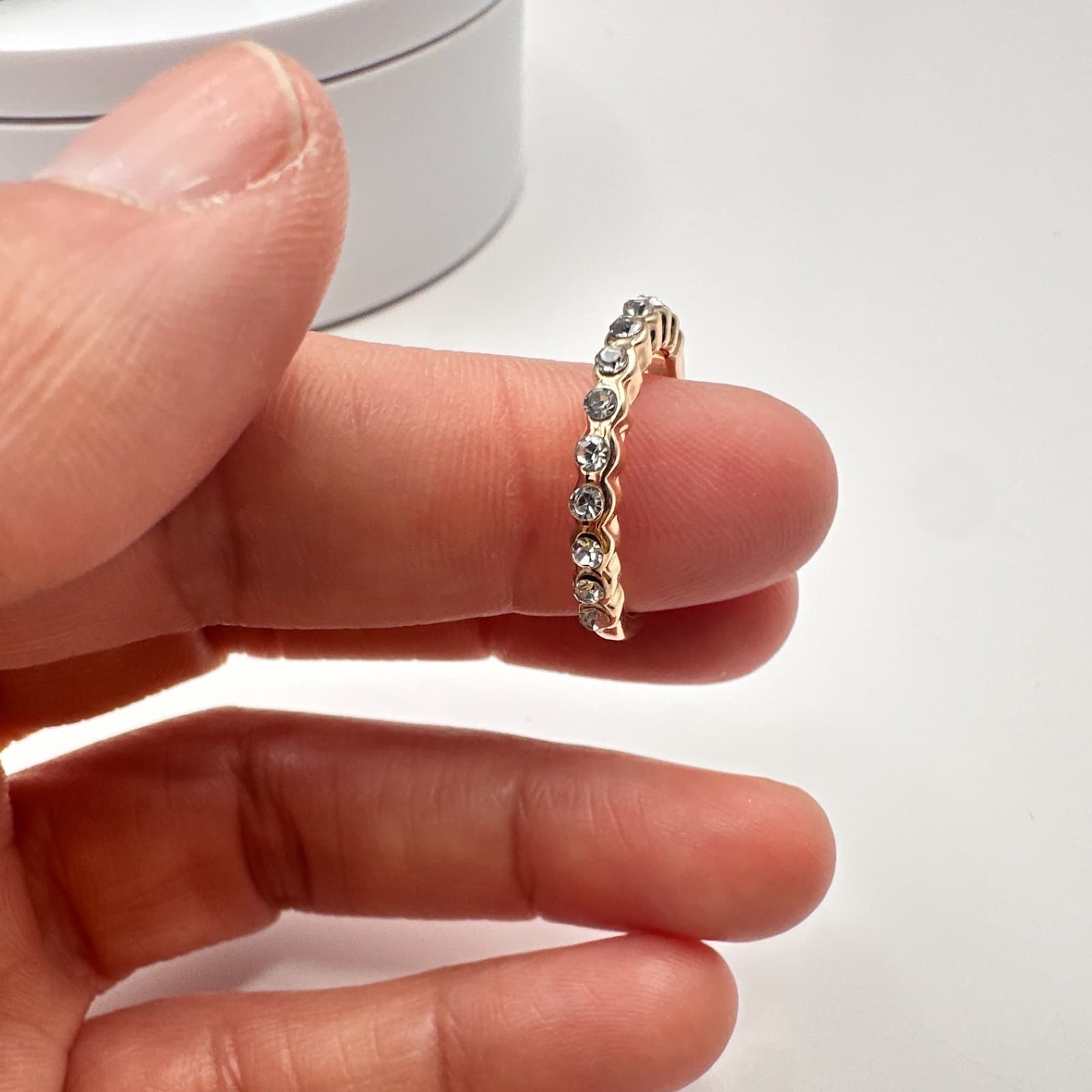 Vintage 80s Rose Gold Tone Floating Bubble Bezel Statement Ring Classic Jewelry - Thumbnail 6