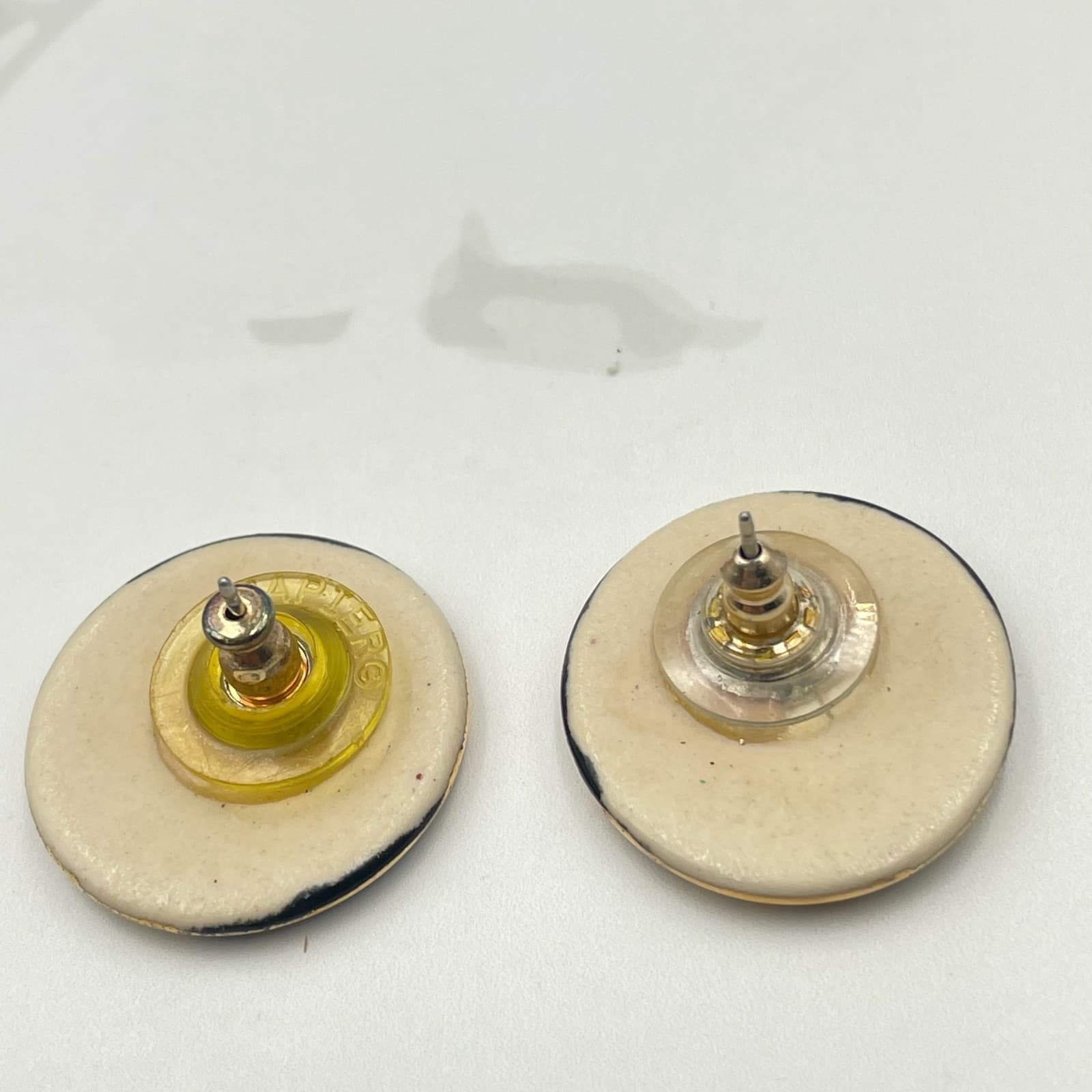 Vintage VTG Gold Tone Dangle Earrings Long Bar Clear Stone Evil Eye Teardrop - Thumbnail 4