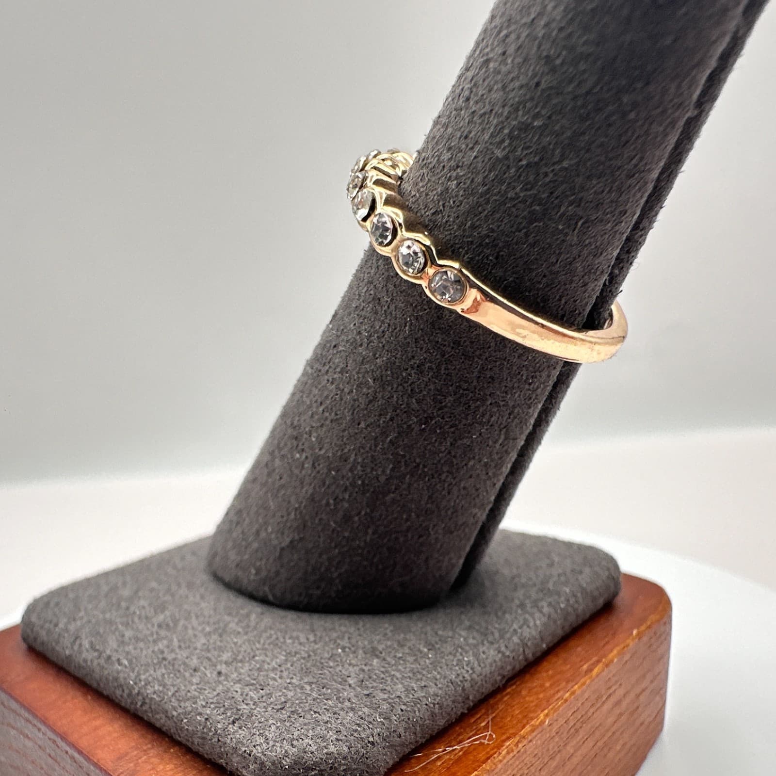 Vintage 80s Rose Gold Tone Floating Bubble Bezel Statement Ring Classic Jewelry - Thumbnail 5