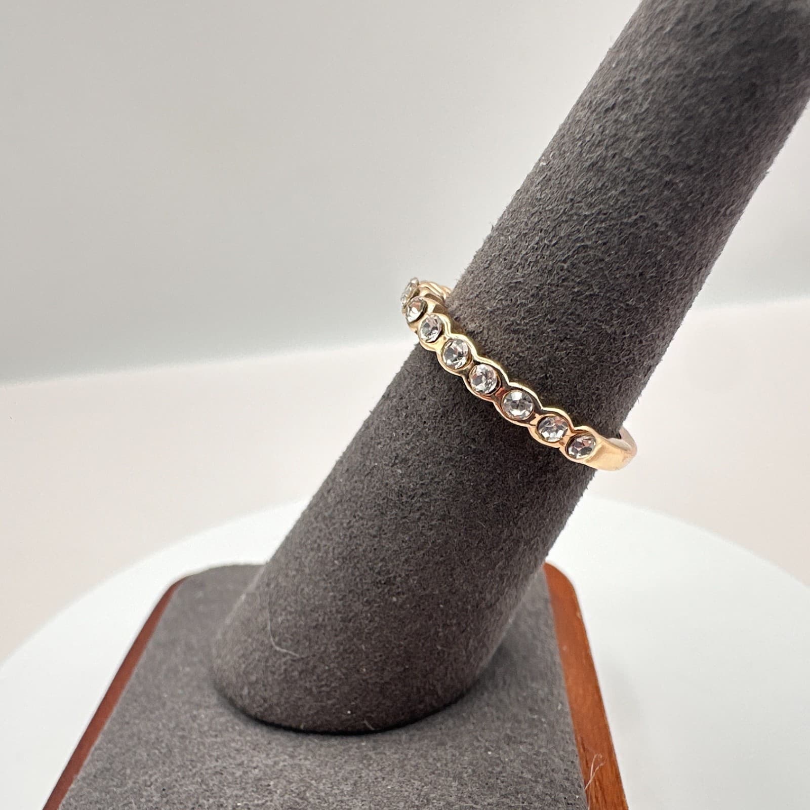 Vintage 80s Rose Gold Tone Floating Bubble Bezel Statement Ring Classic Jewelry - Thumbnail 4