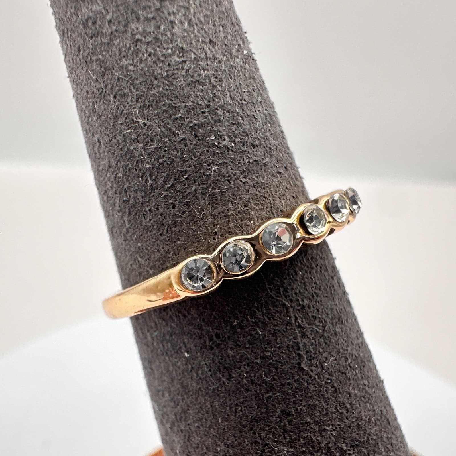 Vintage 80s Rose Gold Tone Floating Bubble Bezel Statement Ring Classic Jewelry - Thumbnail 3