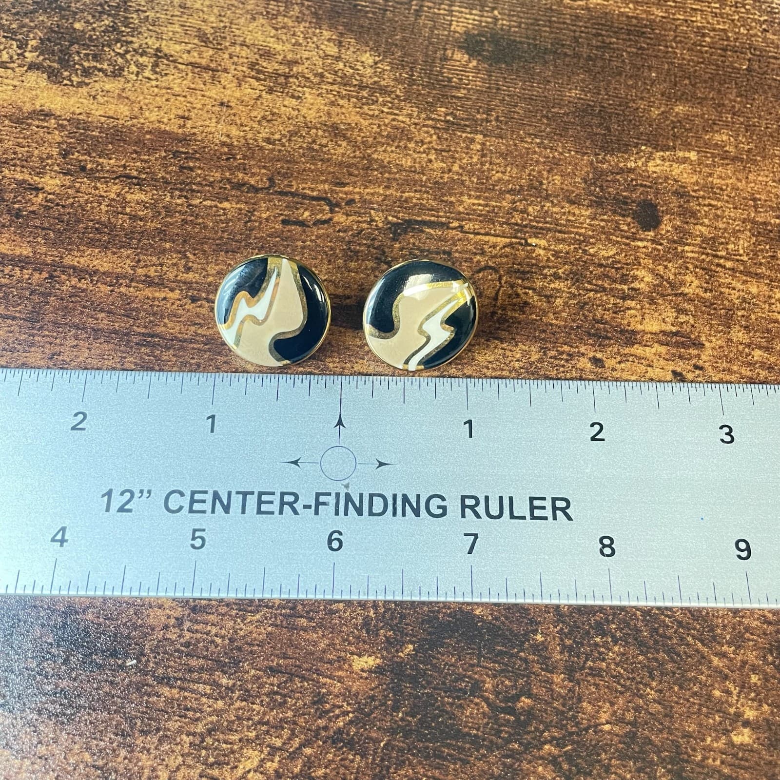 Vintage VTG Gold Tone Dangle Earrings Long Bar Clear Stone Evil Eye Teardrop - Thumbnail 2