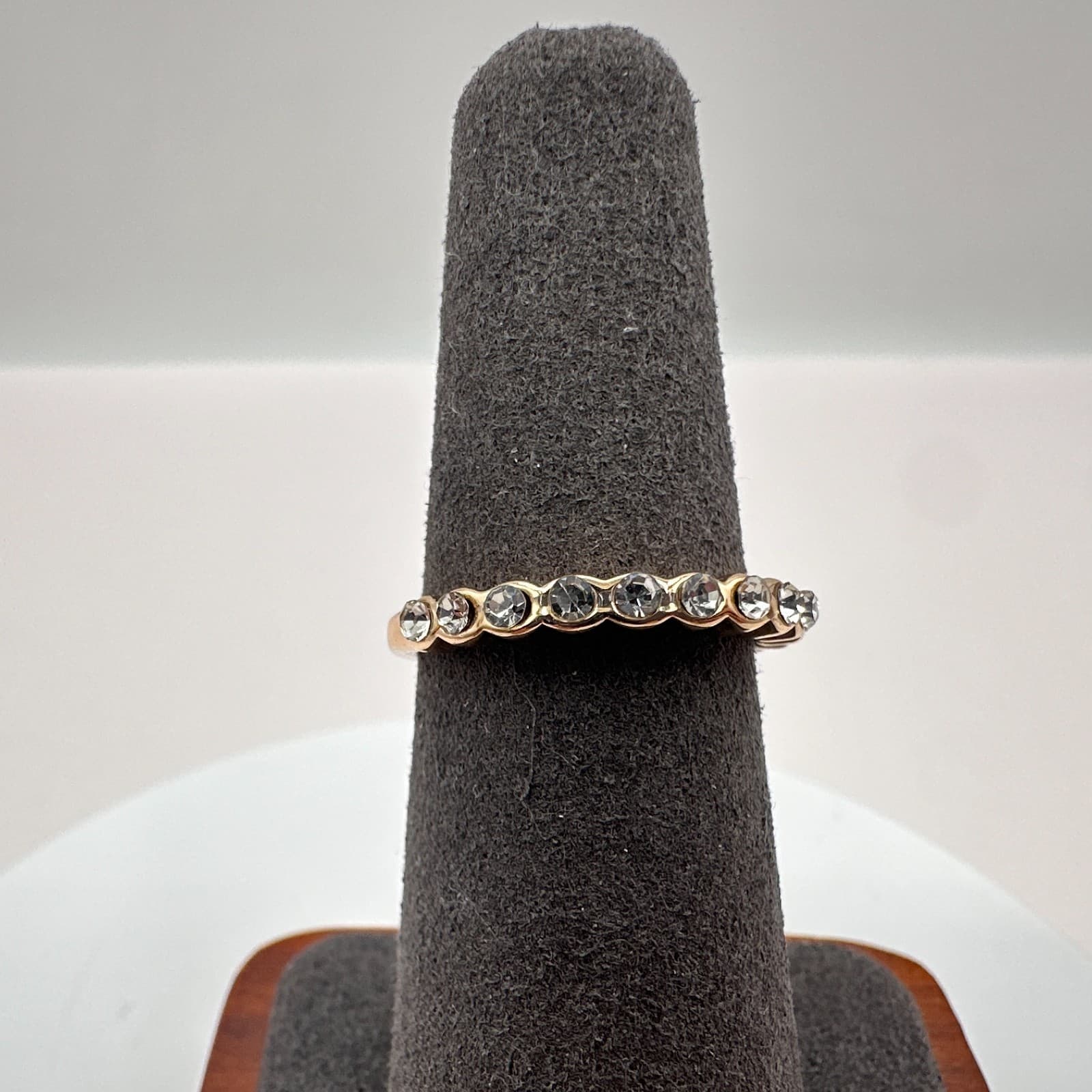 Vintage 80s Rose Gold Tone Floating Bubble Bezel Statement Ring Classic Jewelry - Image 1
