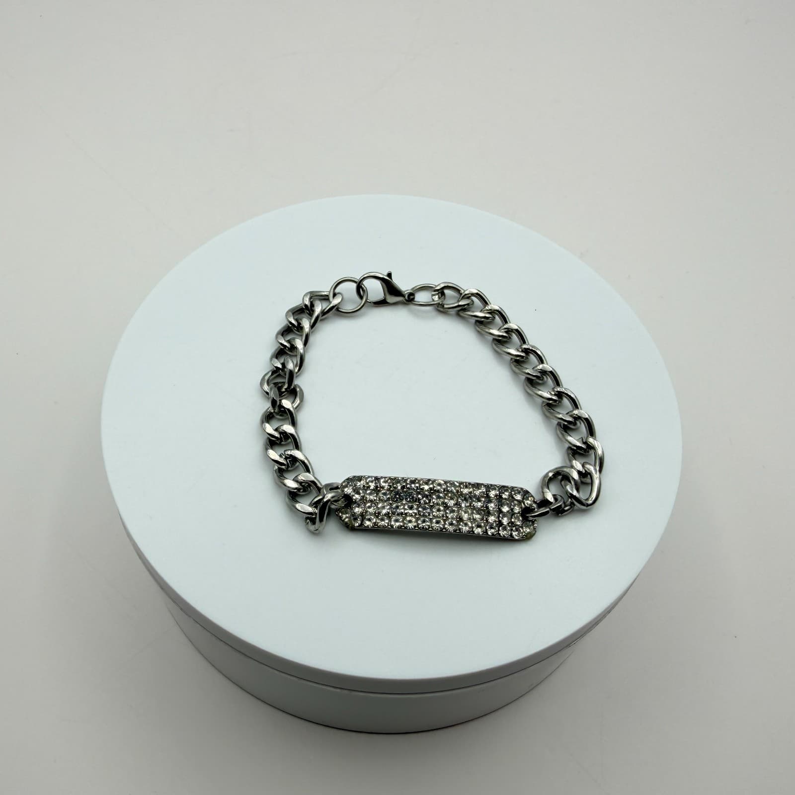 Vintage 90s Silver Tone ID Bar Bracelet Embellishments Adjustable Chain Jewelry - Thumbnail 10