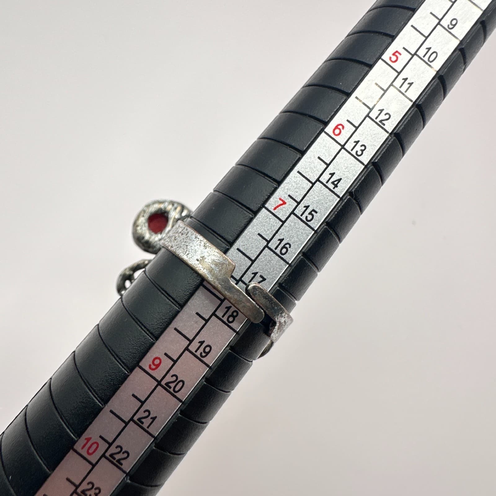 Vintage 80s Silver Tone Coral Glass Rhinestone Floral Cocktail Ring Jewelry - Thumbnail 8