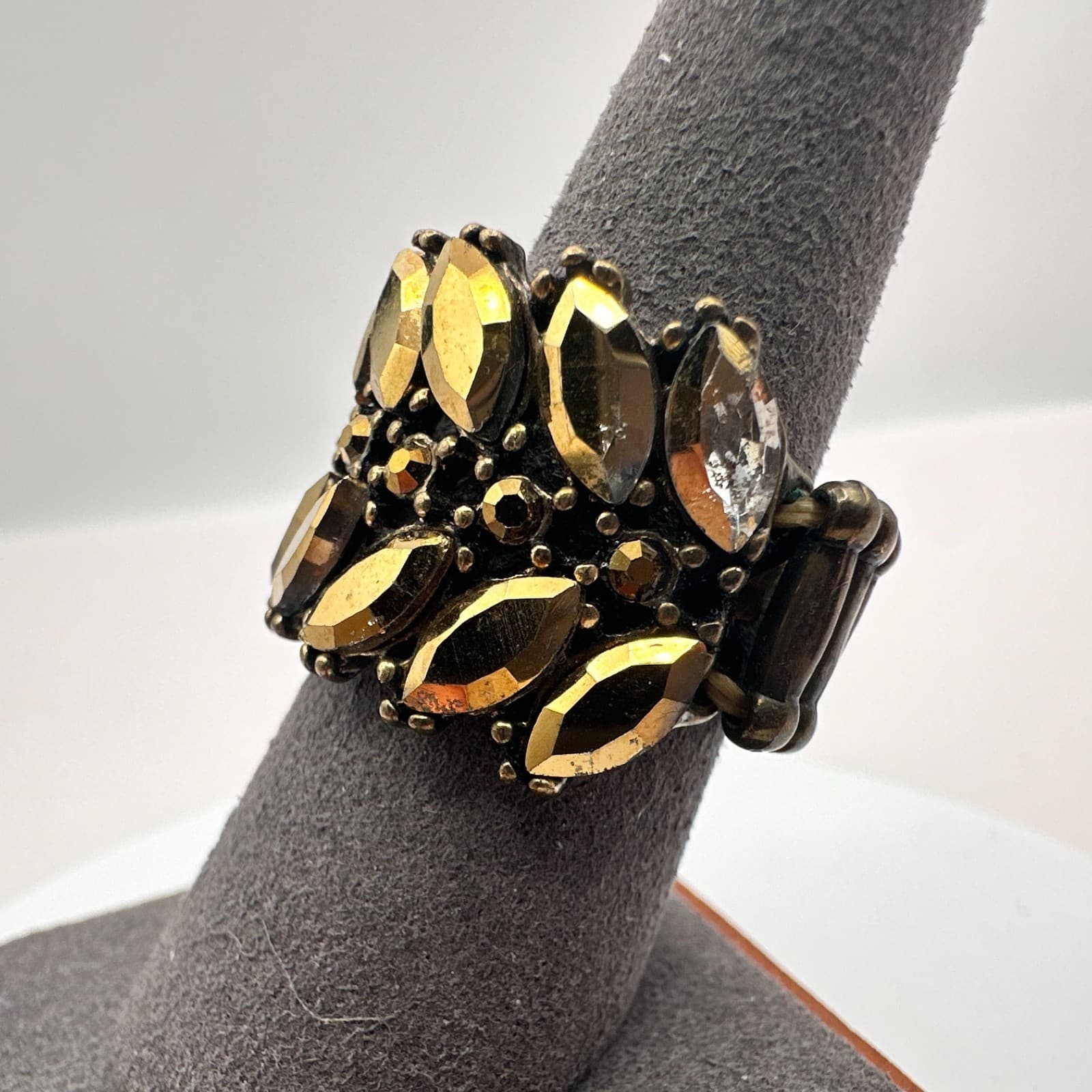 Vintage 90s Marquise Cut Rhinestone Stretch Statement Ring Paparazzi Jewelry - Thumbnail 4