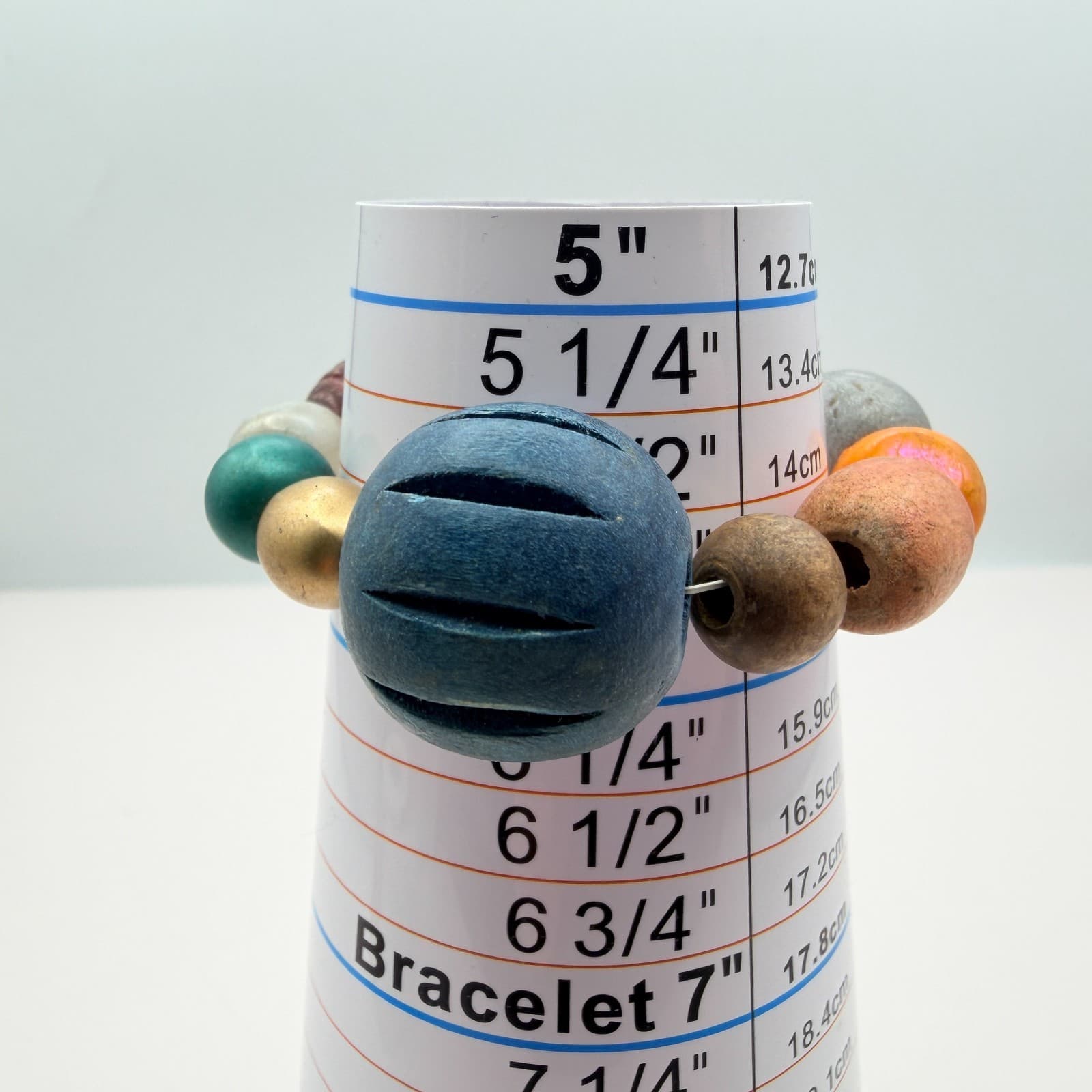 Vinatge Y2K Artisan Bead Bracelet Featuring Central Blue Bead Statement Jewelry - Thumbnail 2