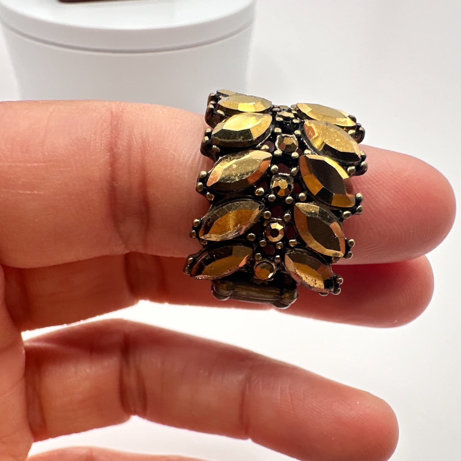 Vintage 90s Marquise Cut Rhinestone Stretch Statement Ring Paparazzi Jewelry - Thumbnail 6