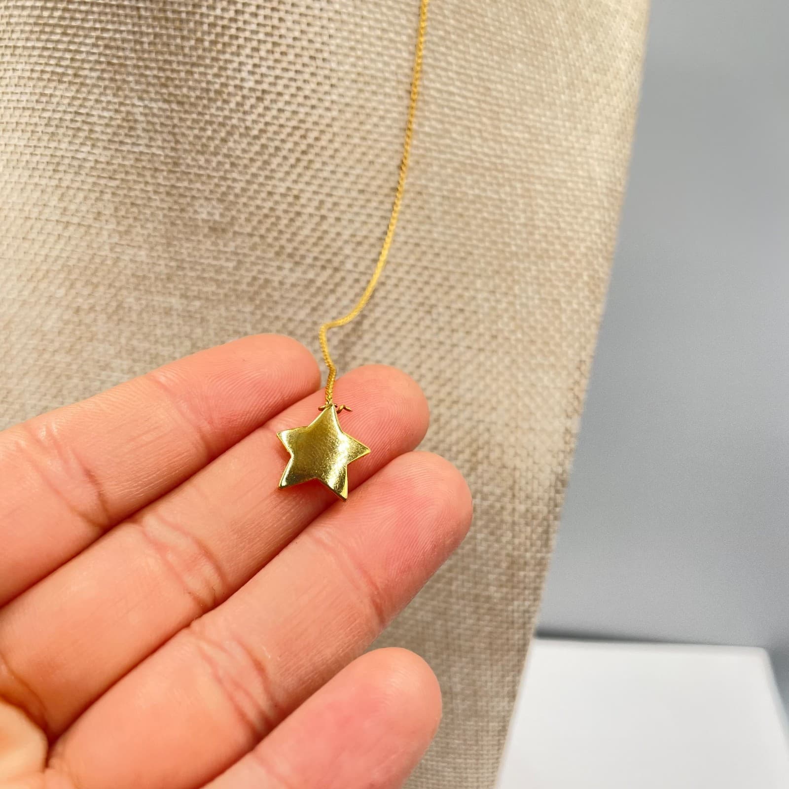 Gold-Tone Hammered Metal Celestial Moon Star Charms Pendant Lariat Necklace - Thumbnail 5