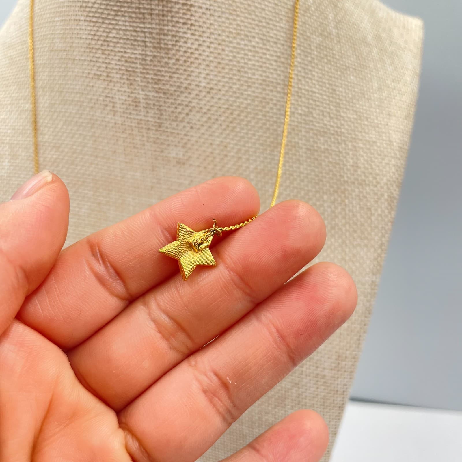 Gold-Tone Hammered Metal Celestial Moon Star Charms Pendant Lariat Necklace - Thumbnail 6