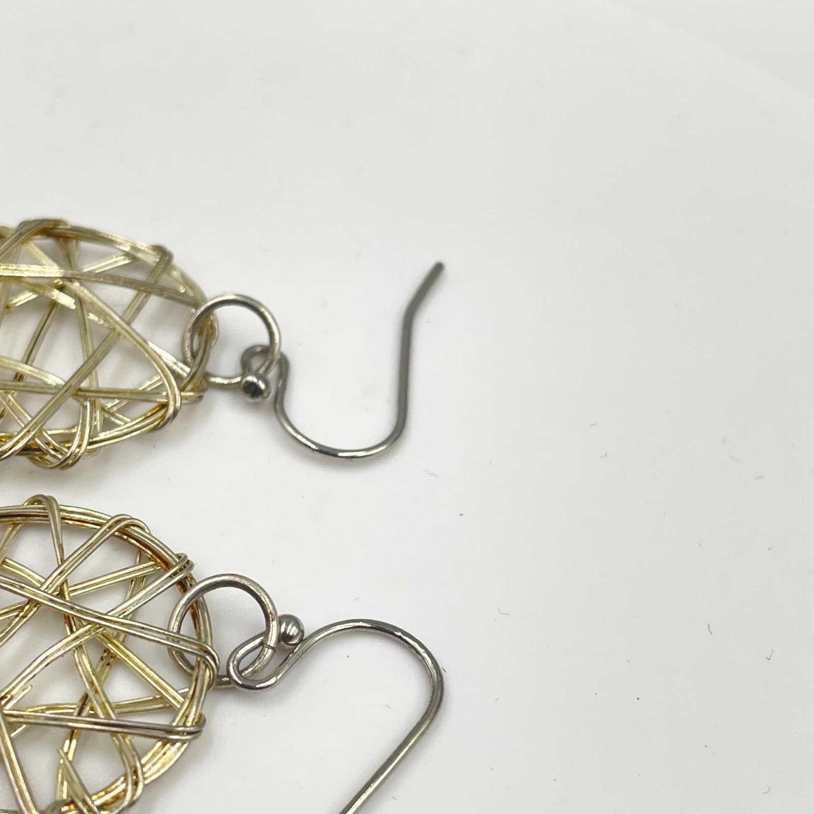 Y2K Silver-Tone Zingara Yuli Design Star Wreath Wire Wrapped Nest Round Earrings - Thumbnail 3