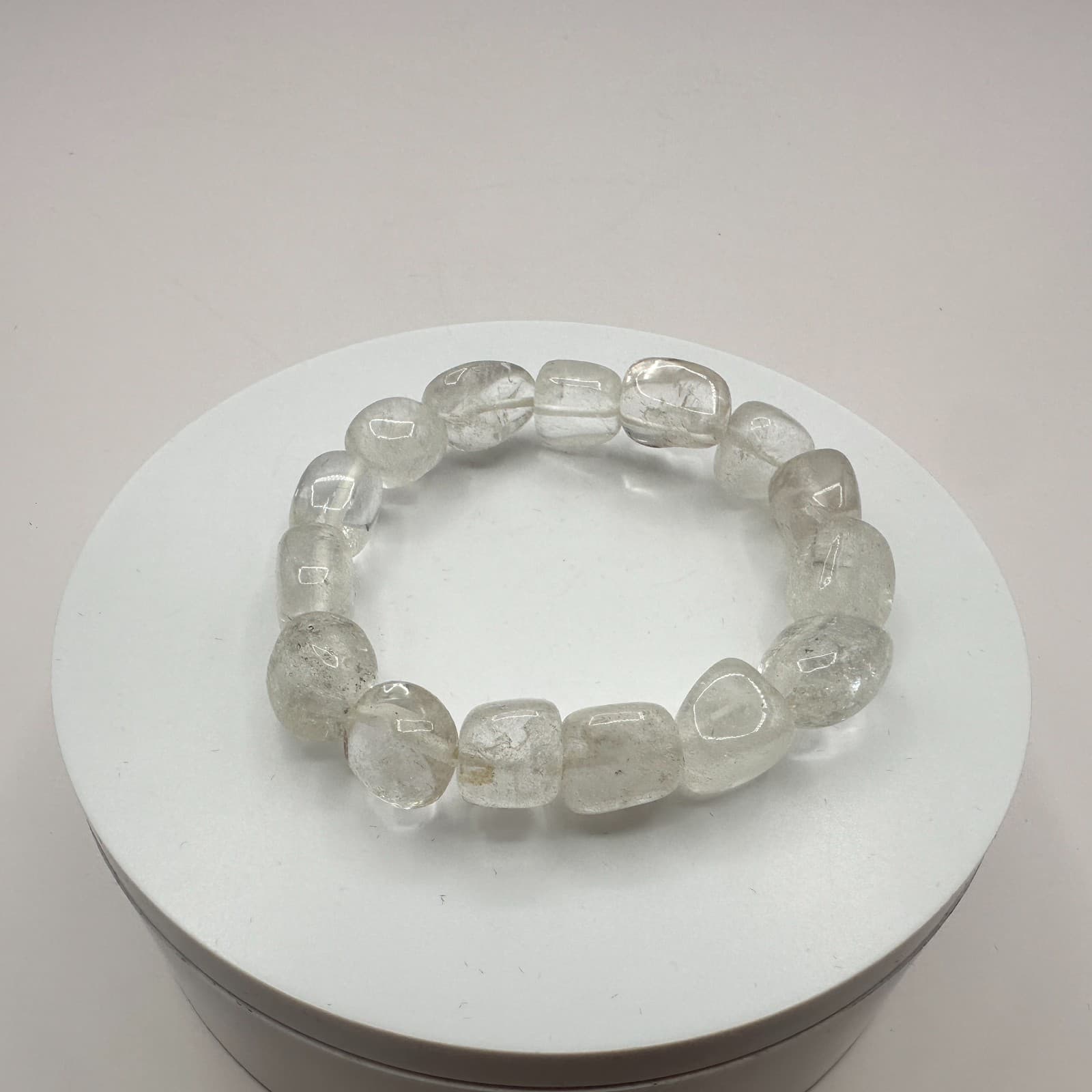Vintage 80s Clear Quartz Tumbled Nugget Bracelet Holistic Healing Amulet Jewelry - Thumbnail 2