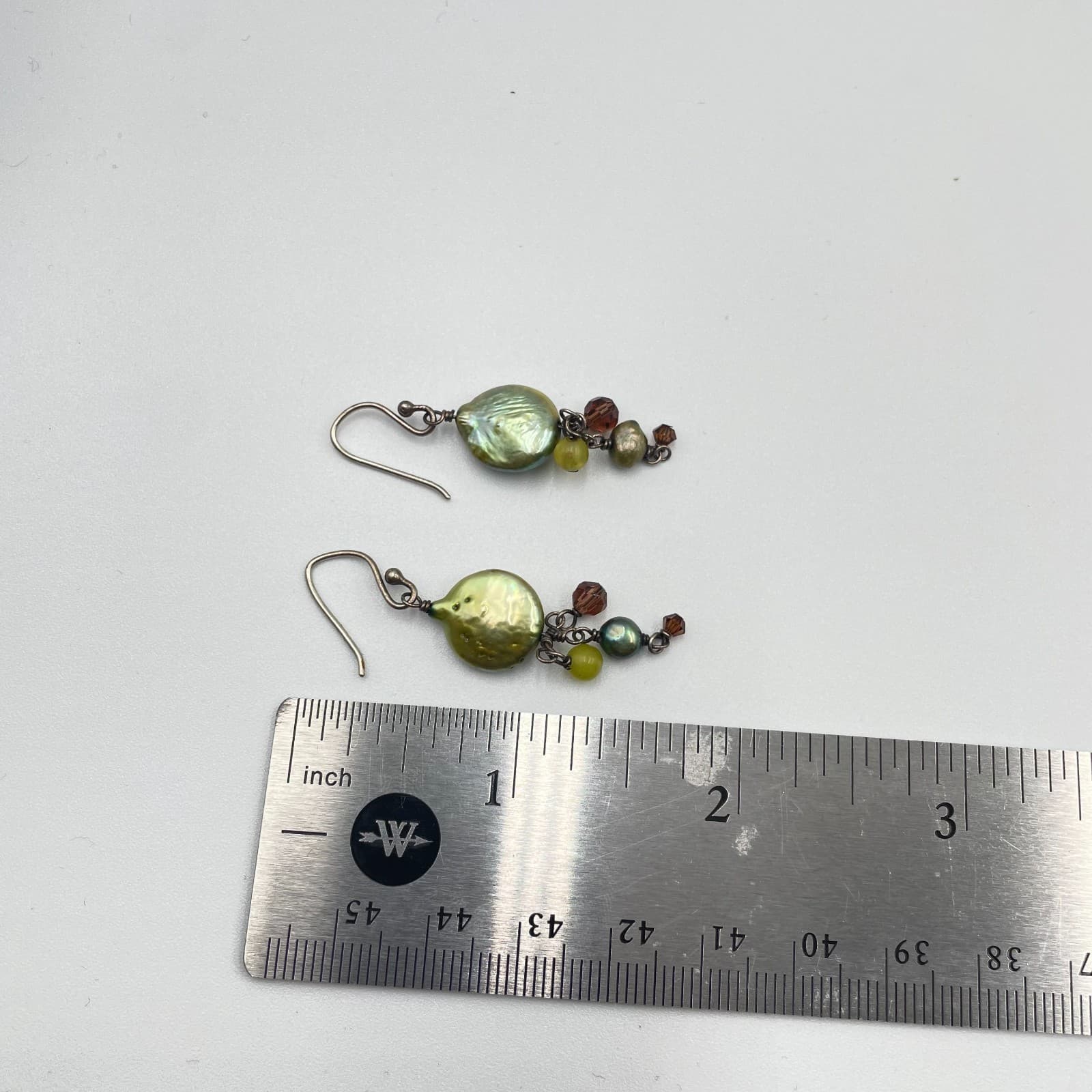 Vintage Gold-Tone Cluster Crystals Coin Pearls Dangle Drop French Hook Earrings - Thumbnail 7